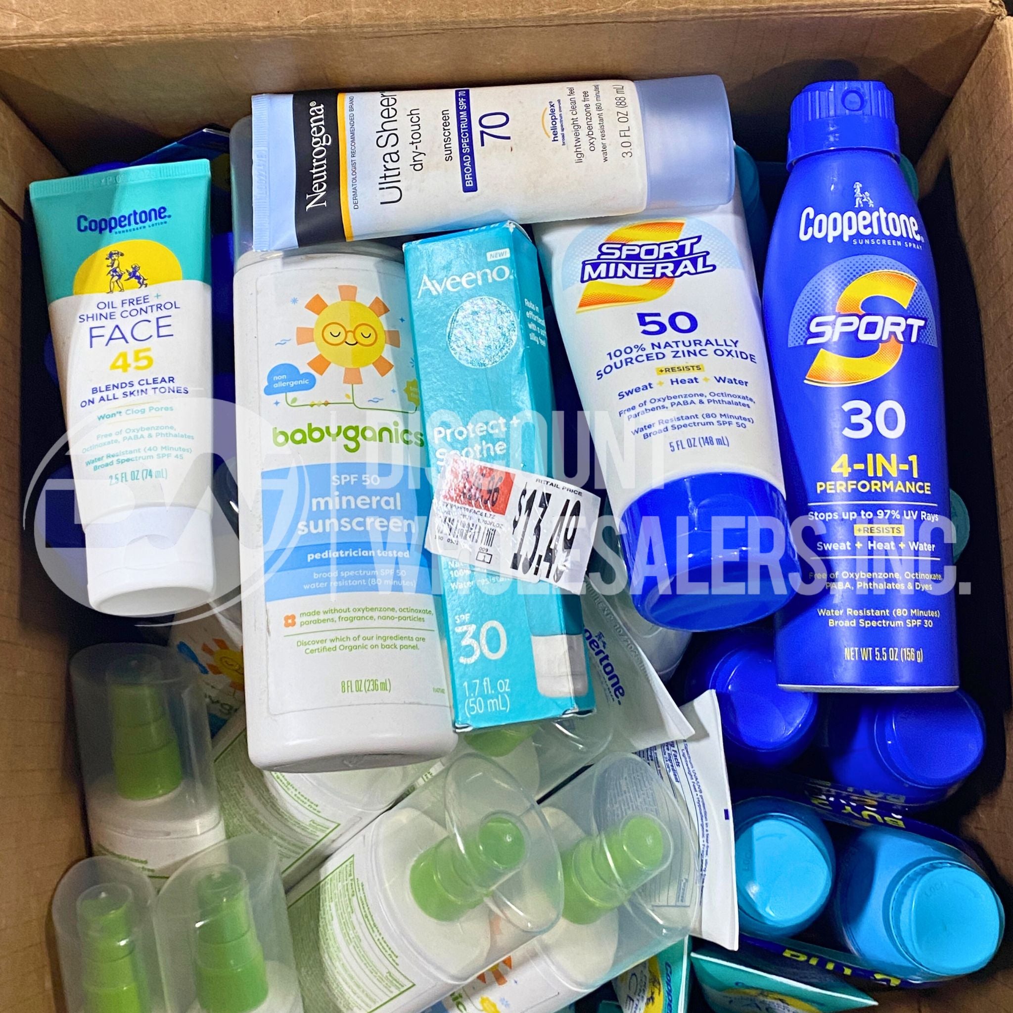 Neutrogena, Babyganics, Aveeno, Coppertone Sunscreen Variety Pack (60 Pieces) - SPF Lotion for Face & Body, Water-Resistant, Travel & Outdoor Activities