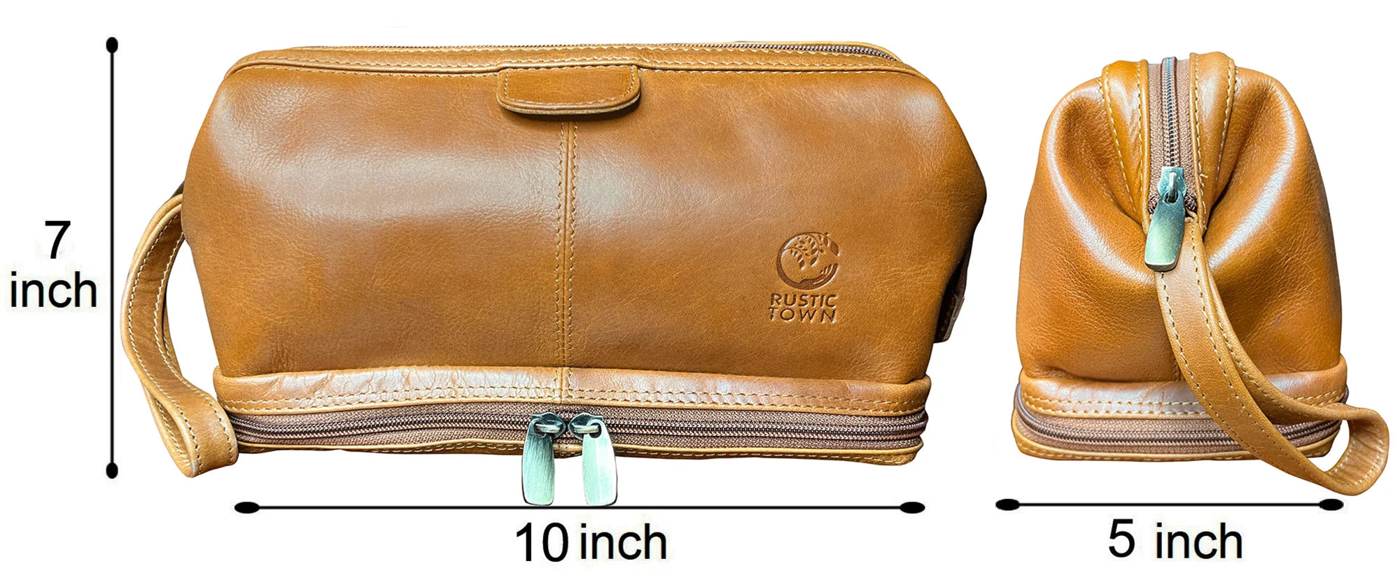 Premium Megan Leather Travel Toiletry Bag for Women & Men - Waterproof Cosmetic Organizer (Cognac Brown) - Perfect for Vacation, Business Trips & Gym Essentials Storage