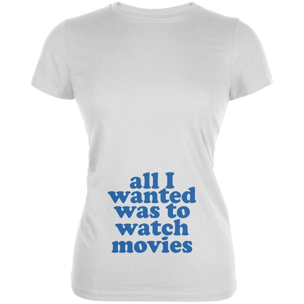 Funny White Juniors Soft T-Shirt with 'All I Wanted Watch Movies' Print - Perfect for Casual Wear, Movie Nights & Gifts