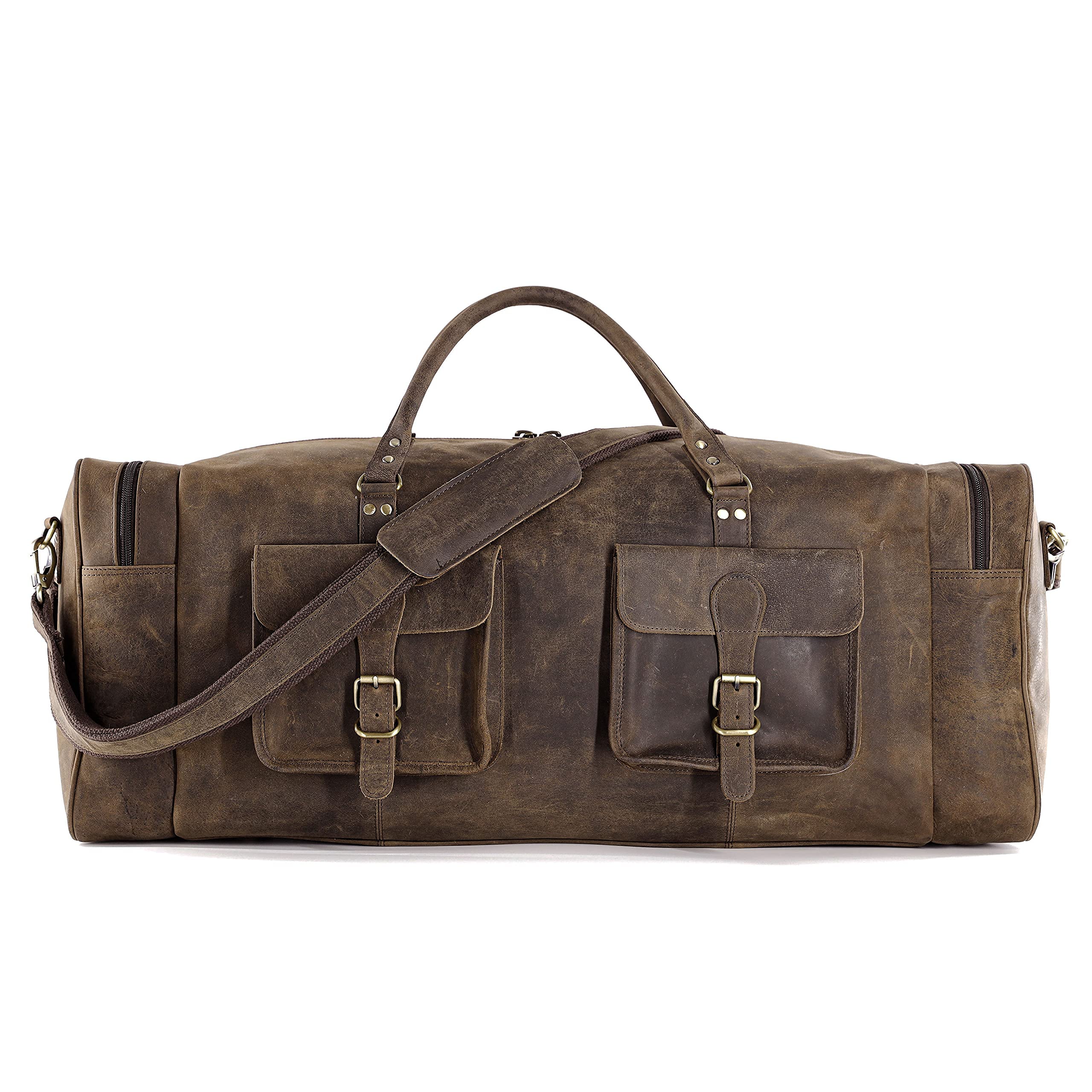 Premium Leather Unisex Toiletry Bag & 28 Inch Travel Duffle Bag Set - Waterproof Dopp Kit & Spacious Overnight Weekender for Men & Women - Perfect for Business Trips, Gym, Camping & Weekend Getaways