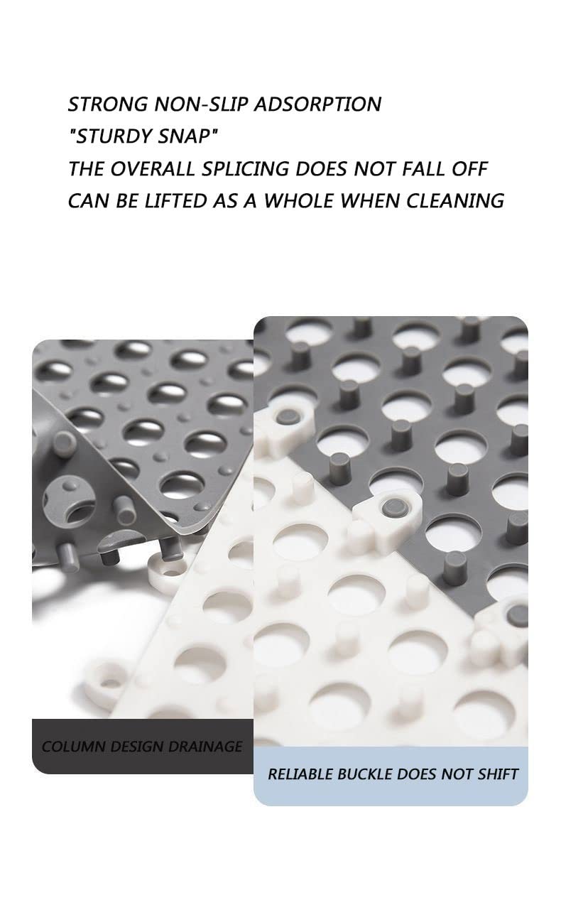 Non-Slip Bathroom Mats Set of 12 - Washable, Foldable & Detachable with Drain Holes - 30x30cm (12
