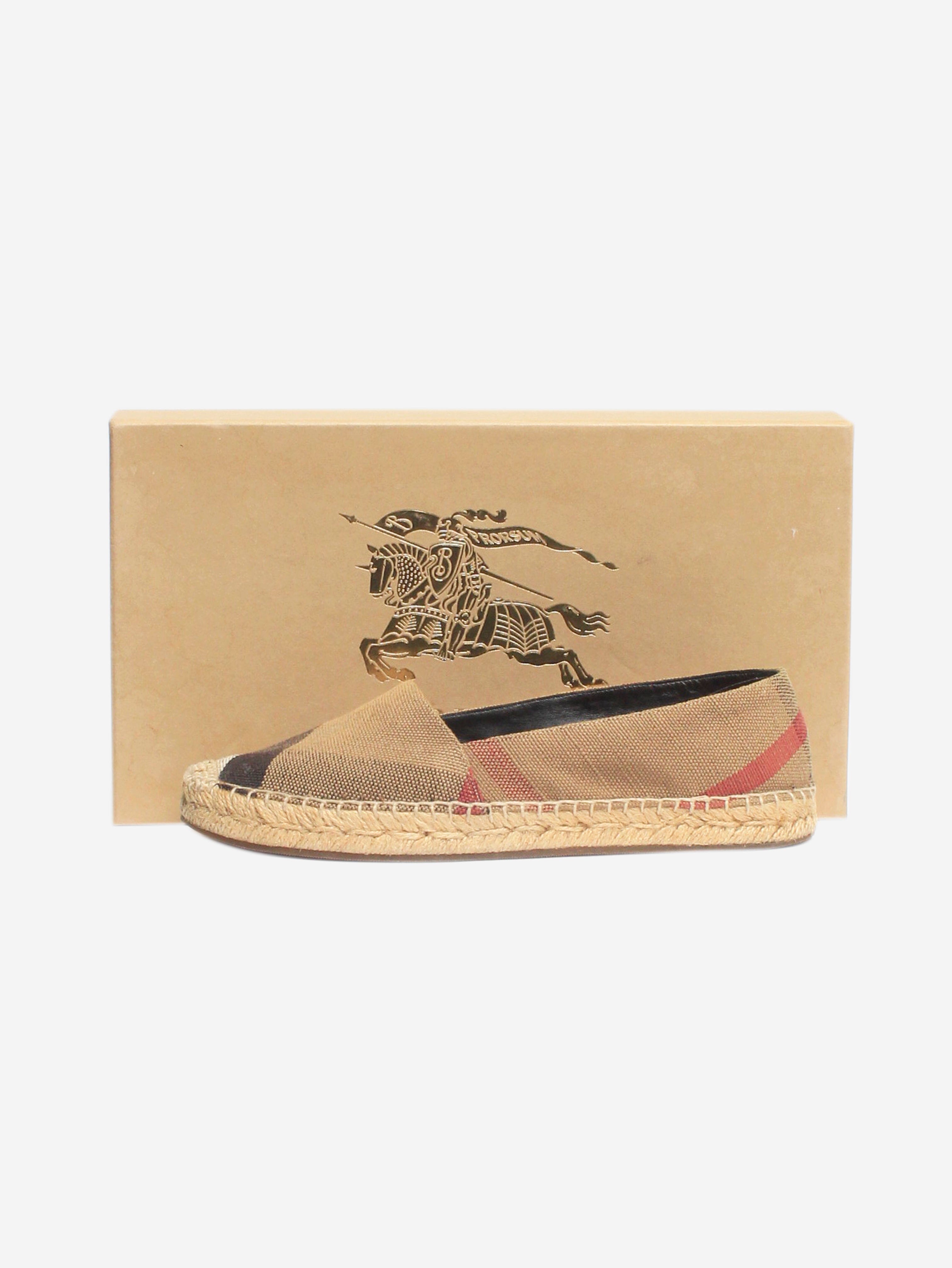 Stylish Brown Check Canvas Espadrilles Women's Size EU 37.5 (US 7.5) - Comfortable Summer Shoes for Beach, Vacation & Casual Outings