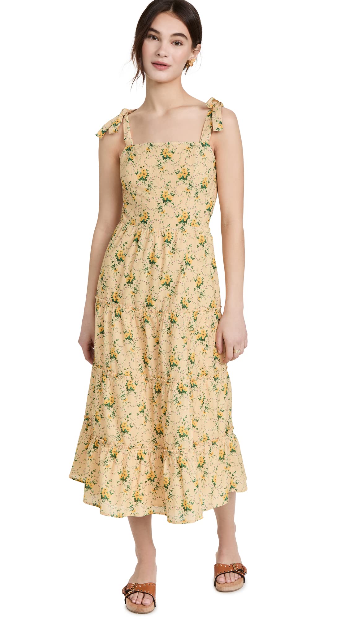 PAIGE Women's Tamika Dress - Flowy Midi Dress with V-Neck & Ruffle Sleeves | Perfect for Summer, Beach, Date Night & Casual Outings