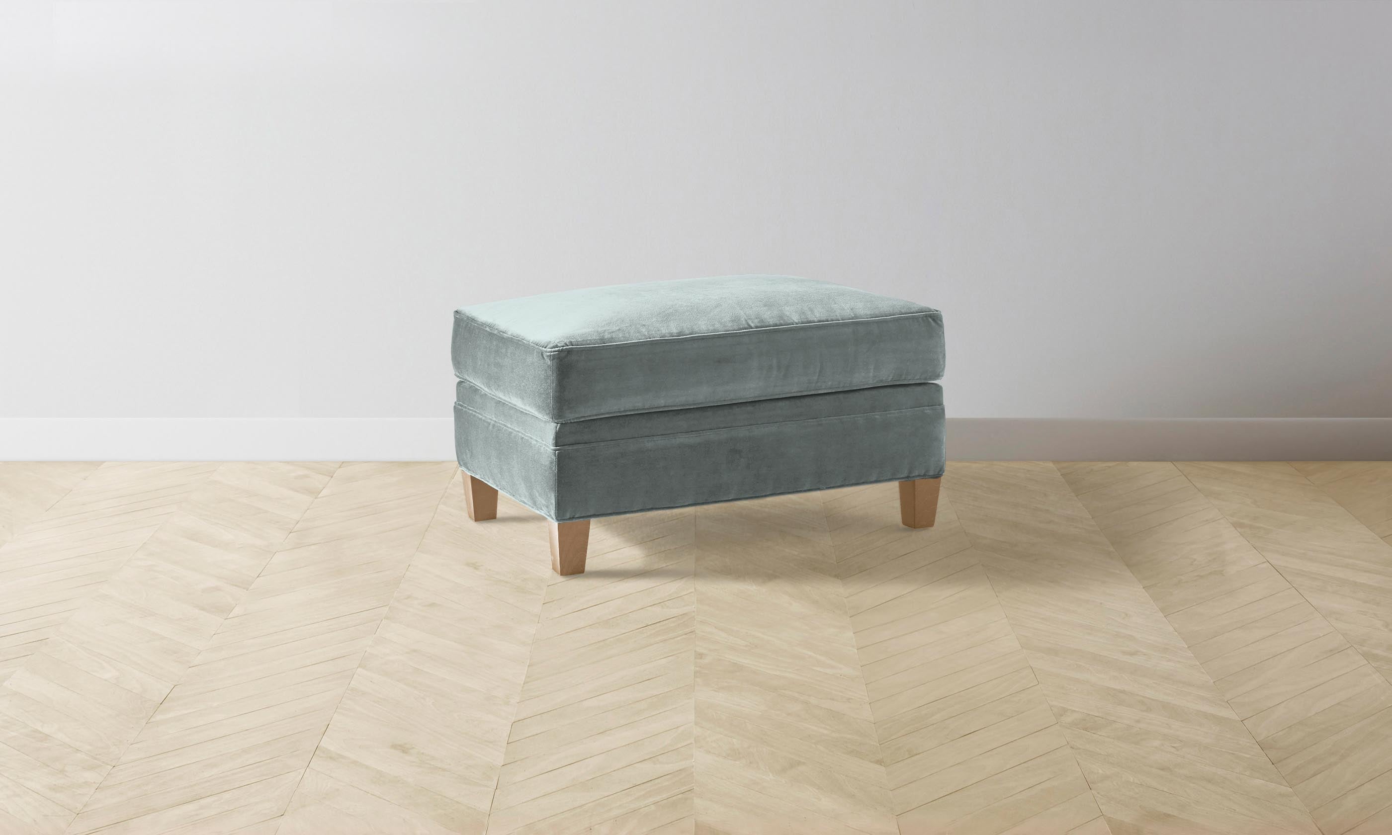 Carmine Ottoman - Performance Velvet Seafoam Green Footrest Stool for Living Room, Bedroom & Lounge - Soft & Durable Accent Furniture for Home Decor