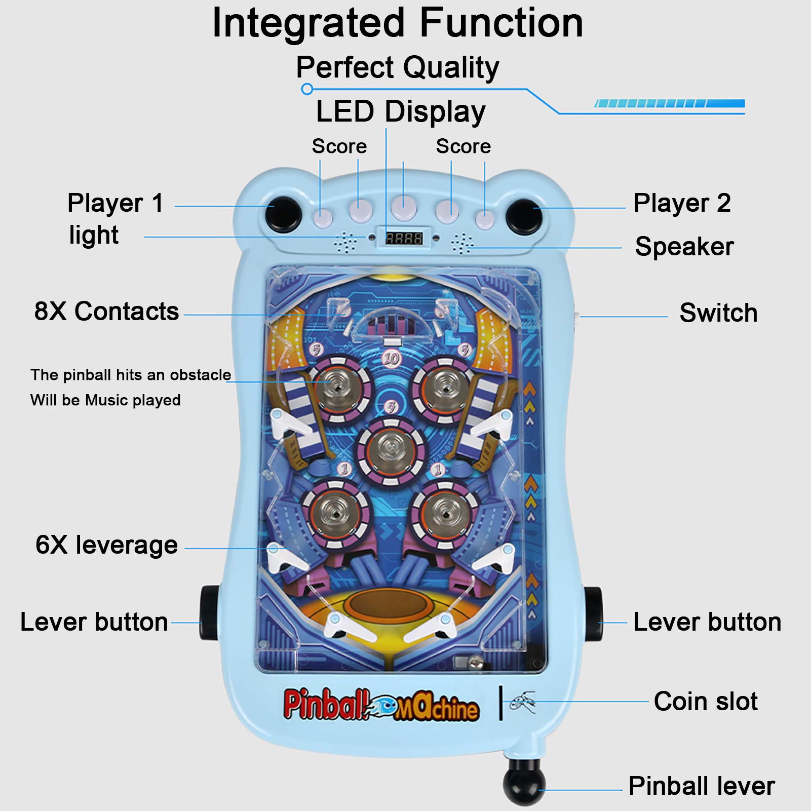 Feelme Mini Pinball Machine Toy with Sound & Light - Fun Space-Themed Arcade Game for Kids, Boys & Girls - Perfect Gift for Birthday & Christmas - Great for Family Game Night & Indoor Playtime