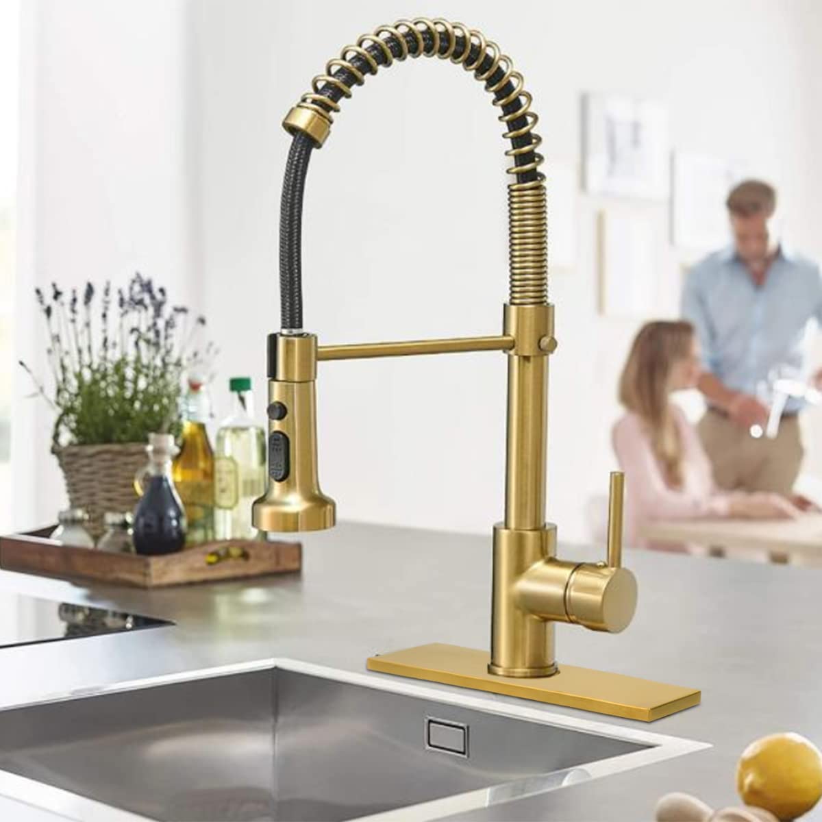 10 Inch Stainless Steel Gold Square Hole Cover Deck Plate for Single Hole Kitchen Sink Faucet - Escutcheon Cover for Unused Mounting Holes | Perfect for Kitchen Remodeling & Sink Upgrades