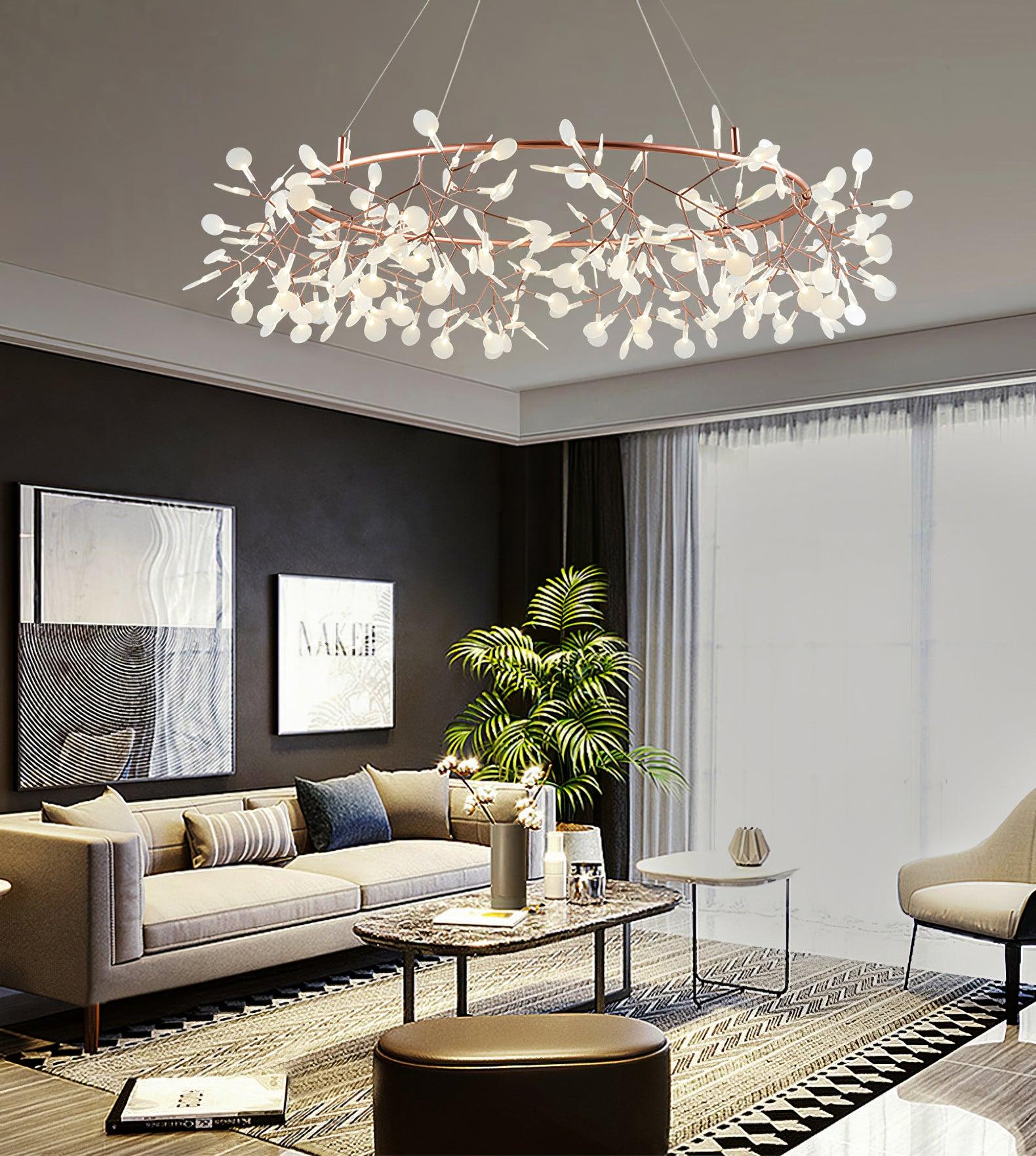 Big O Firefly LED Chandelier - Modern Crystal Ceiling Light Fixture for Dining Room, Living Room & Bedroom - Energy Efficient Dimmable Lighting for Home Decor
