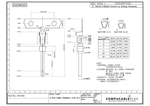 High-Quality D-Sub Crimp Pins - 50 PCS/Pack (Standard Density Male) for Reliable Electrical Connections in Computers, Servers & Industrial Equipment