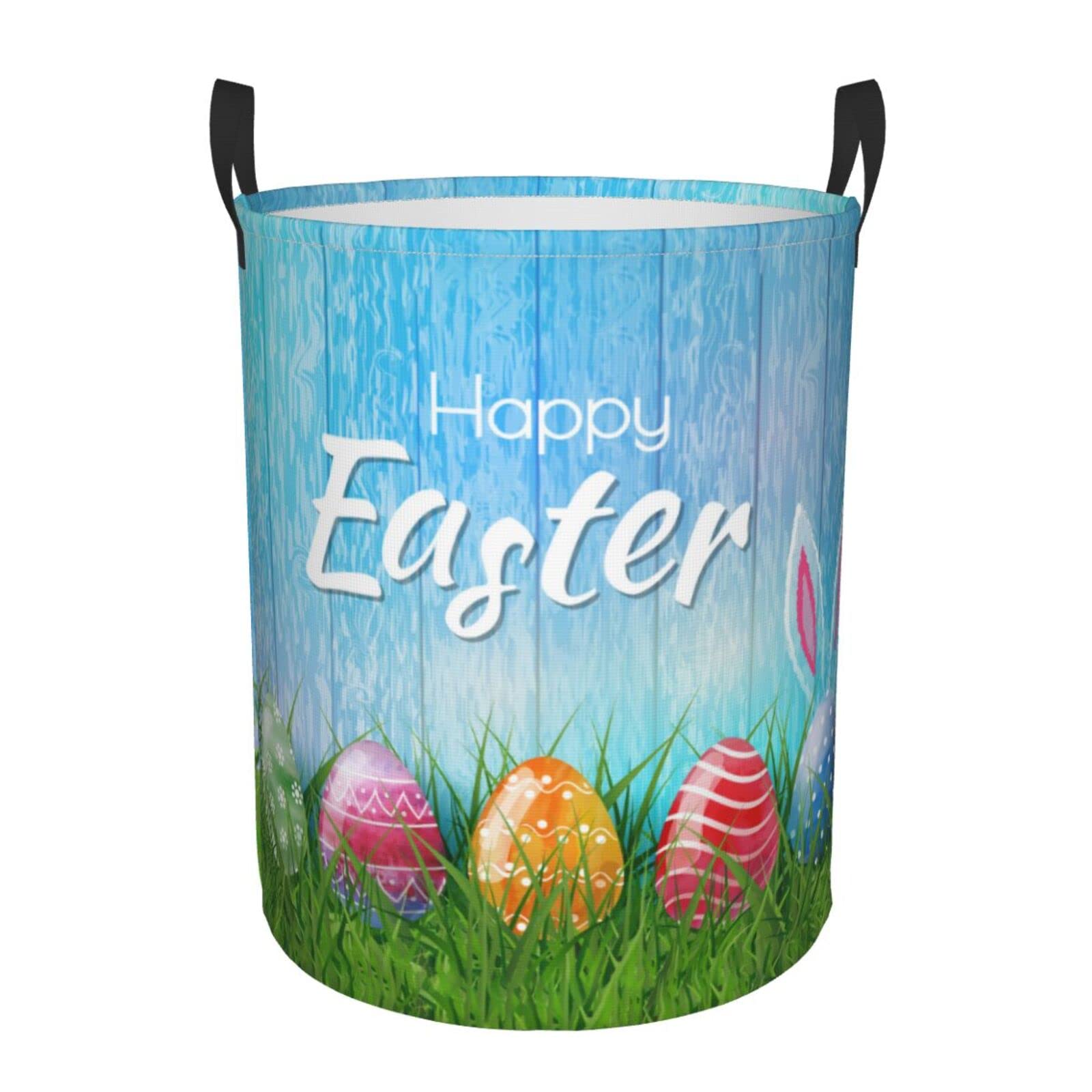 Easter Bunny Collapsible Laundry Basket with Handle - Waterproof Fabric Hamper for Clothes, Toys & Bathroom Storage - Foldable Organizer Bin for Dirty Laundry, Bedroom & Nursery Decor (Perfect for Holiday Gifts & Home Organization)
