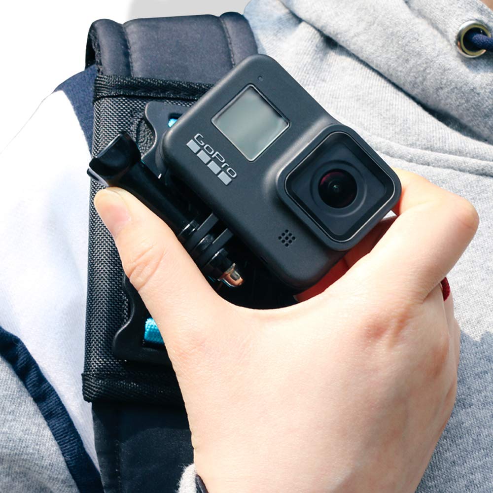 OAHU Adjustable Camera Backpack Strap Mount - Compatible with GoPro Hero/Fusion/Session, Polaroid, Xiaomi Yi, SJCAM - Shoulder Pad & Strap Holder for Action Cameras - Perfect for Hiking, Travel & Outdoor Adventures