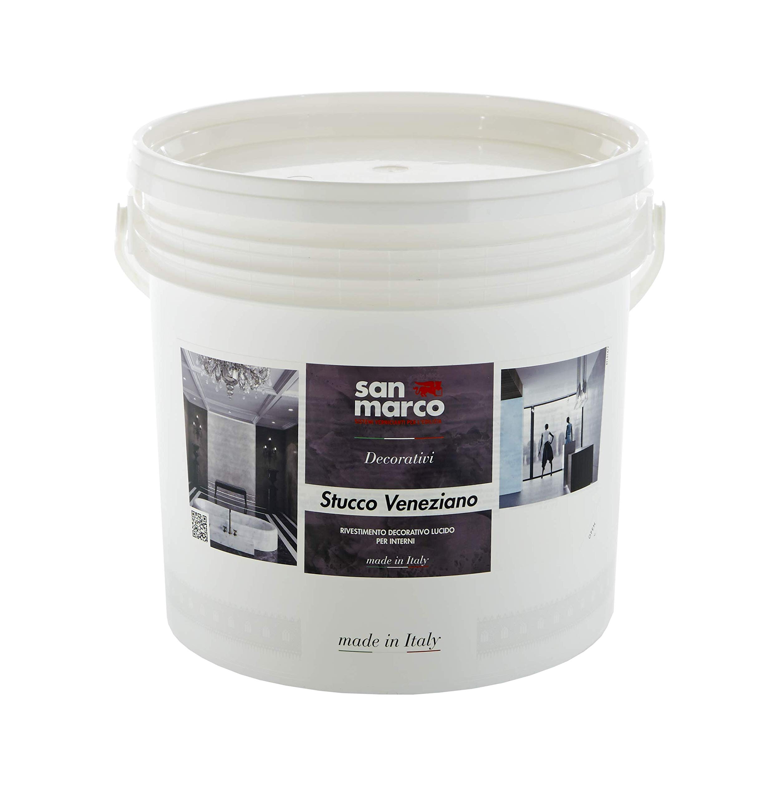 DECORA Stucco Veneziano Venetian Plaster | High Gloss Acrylic Polished Plaster for Interior Walls | San Marco Premium Decorative Finish | White Base 5kg | Perfect for Living Rooms, Bedrooms & Luxury Home Decor