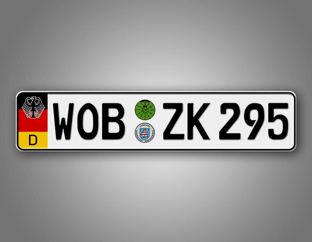 Personalized Custom Text German License Plate - Novelty Euro Style Aluminum Tag - Made in USA - Perfect for Car Shows, Themed Parties & German Car Enthusiasts