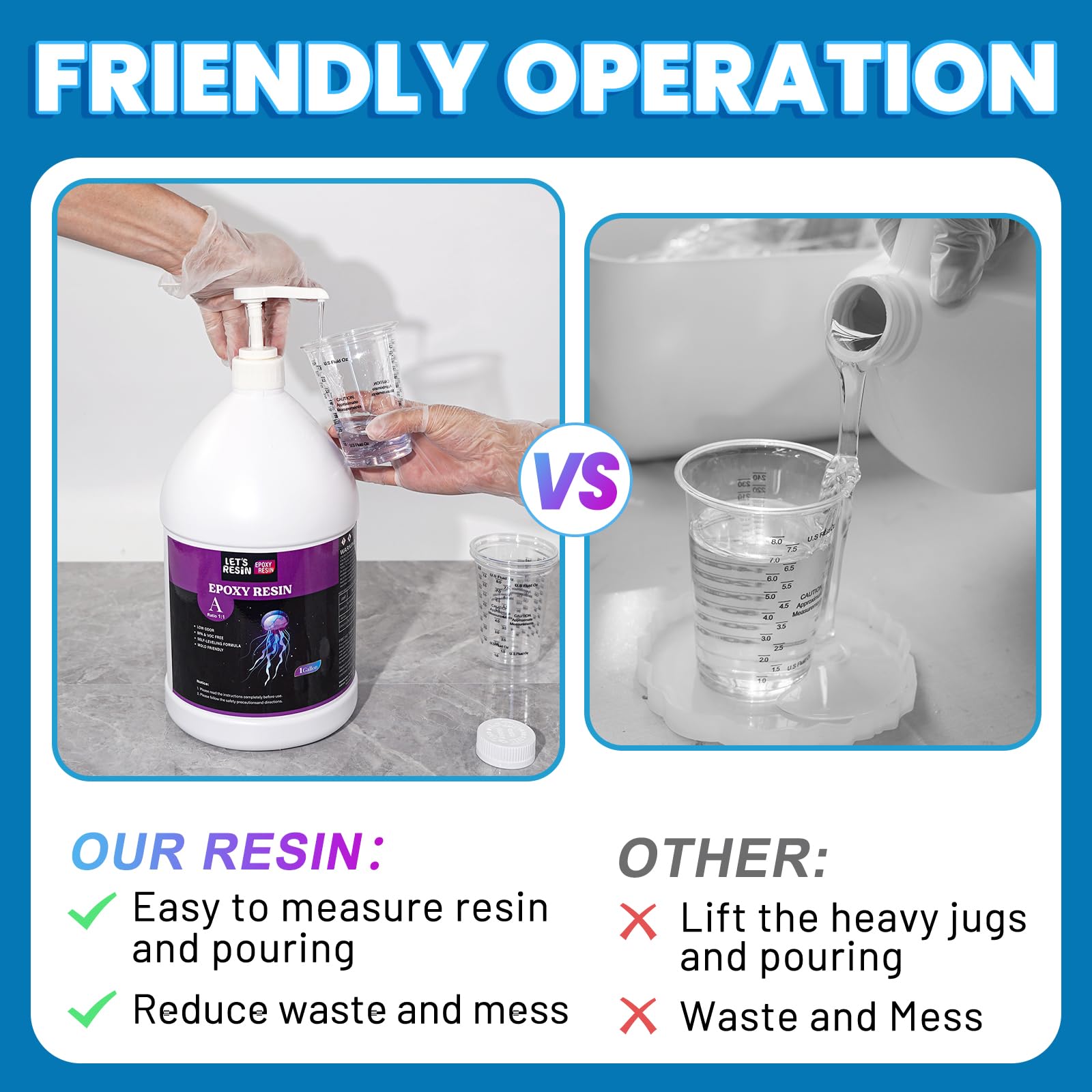 2 Gallon Epoxy Resin Kit with Pumps - Crystal Clear Bubble-Free Resin & Hardener for DIY Art, Molds, Jewelry Making, Wood Coating, and Tabletop Projects - Perfect for Crafting, Home Decor, and Professional Use