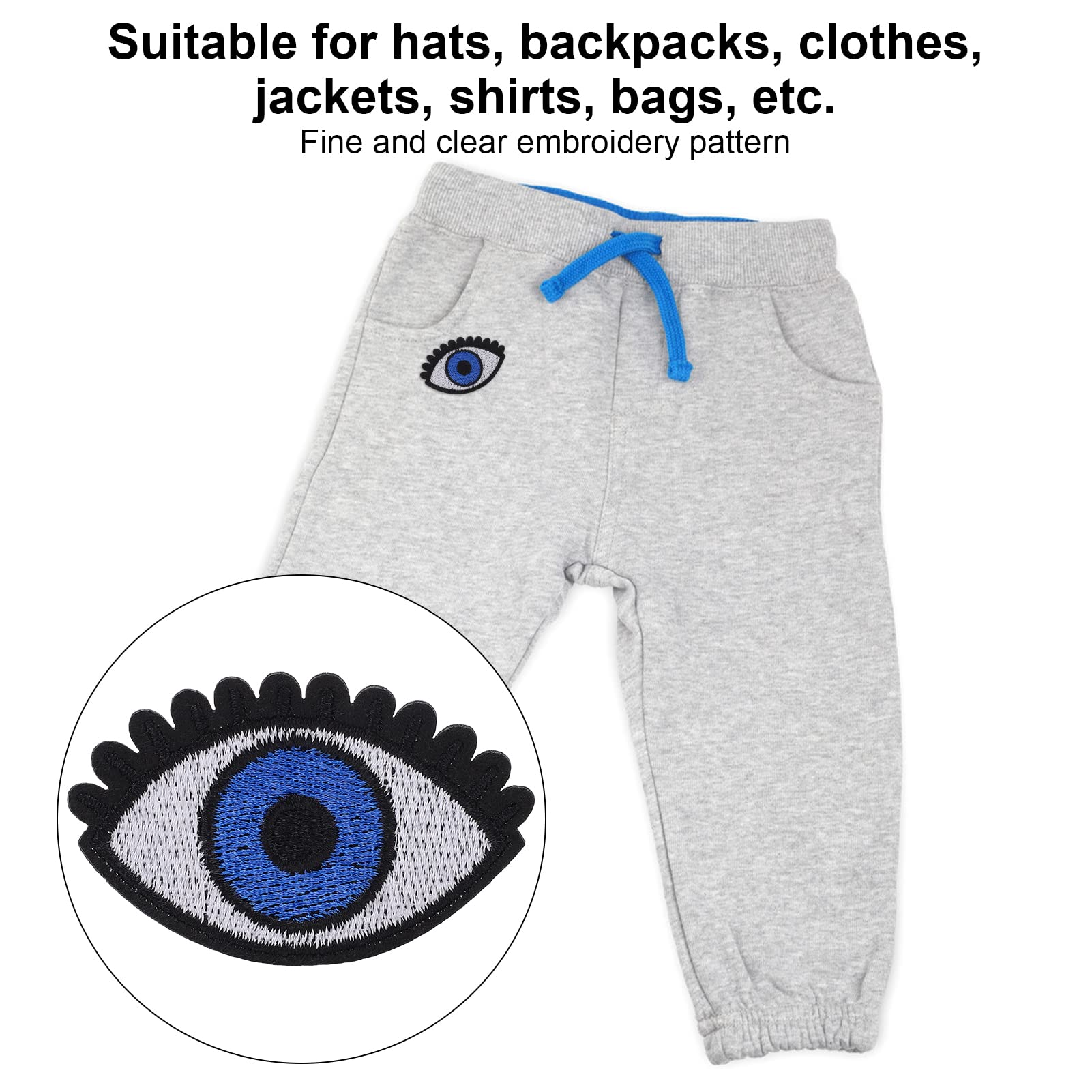 Cyrank 6-Piece Vintage Eye Iron-On & Sew-On Cotton Patches for DIY Clothing, Jackets, Bags & Denim Upgrades