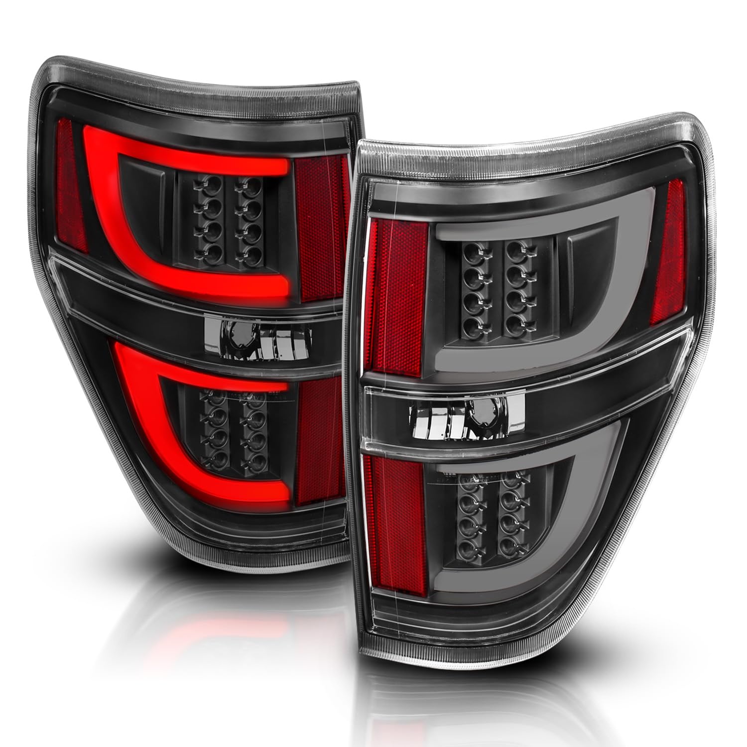 AmeriLite LED Light Bar Replacement Car Tail Lights Set for 2009-2014 Ford F-150 - Passenger & Driver Side, Vehicle Light Assembly, Black - Upgrade Your Truck's Style & Safety for Night Driving & Off-Road Adventures