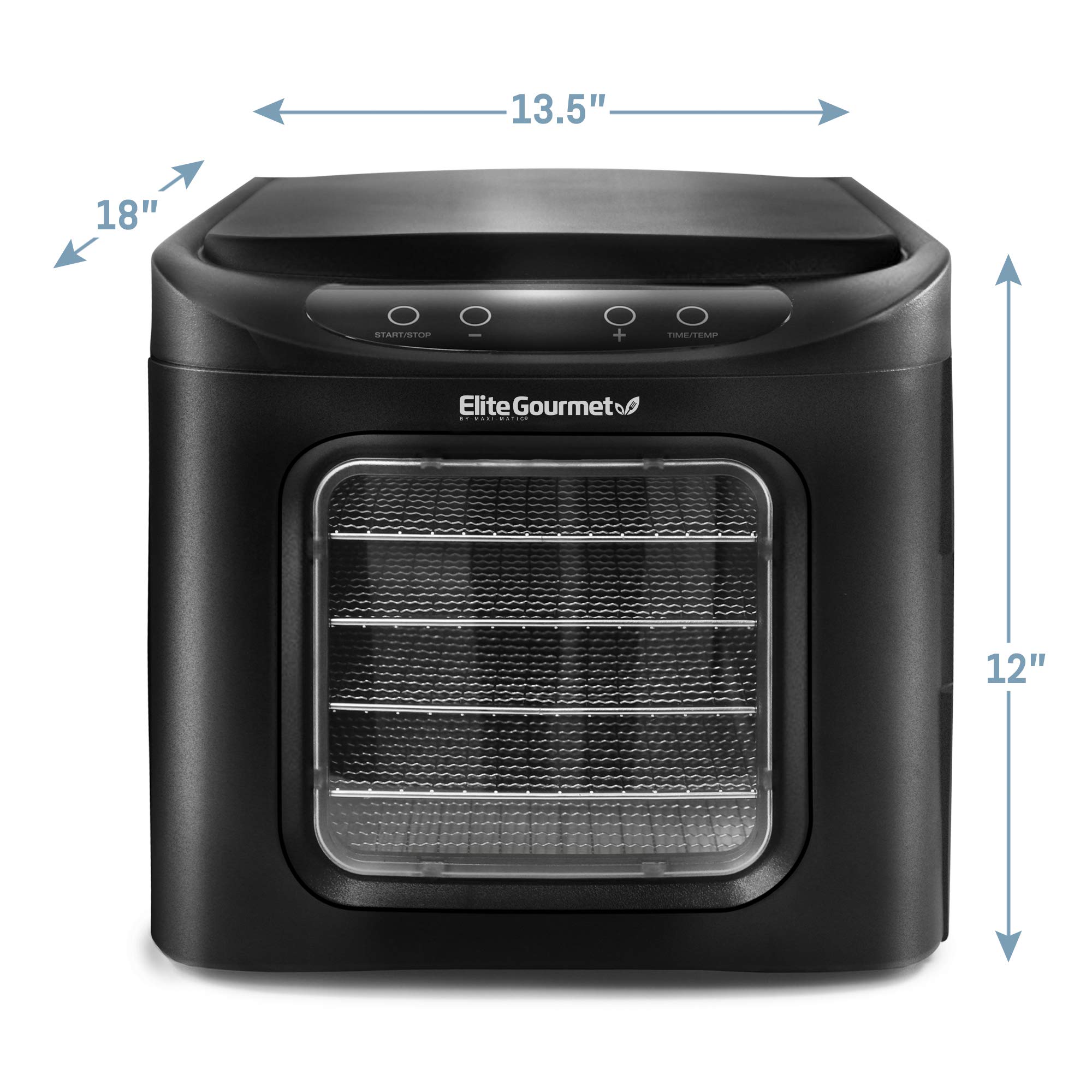 Elite Gourmet EFD-313B Digital Food Dehydrator Machine - 6 Stainless Steel Trays, Adjustable Temperature Control for Jerky, Herbs, Fruits & Vegetables | Perfect for Healthy Snacks, Camping & Meal Prep