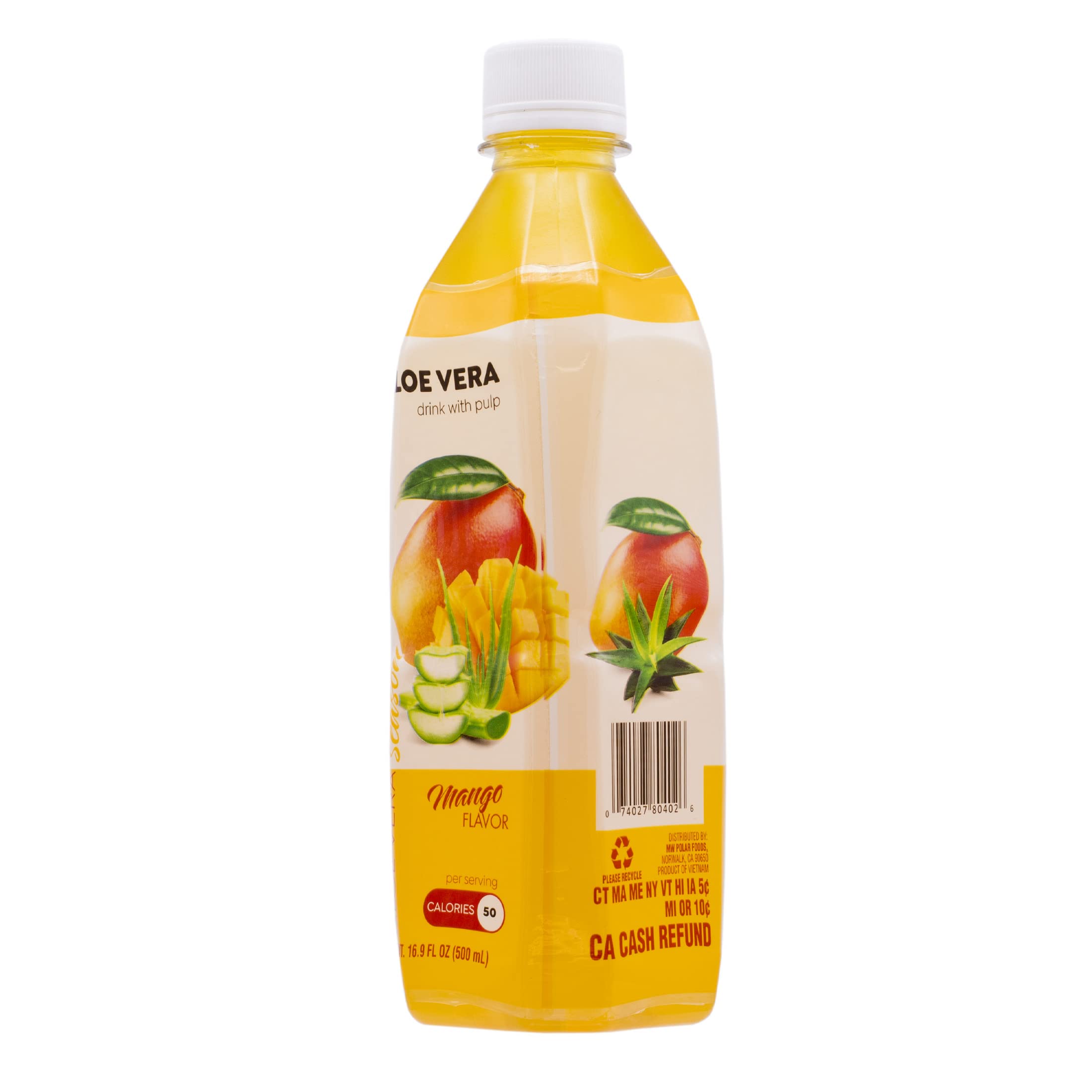 Organic Aloe Vera Juice Drink with Real Pulp - Refreshing Mango Flavor, 16.9 fl oz (12 Pack) | Hydrating Beverage for Summer, Post-Workout Recovery & Healthy Digestion