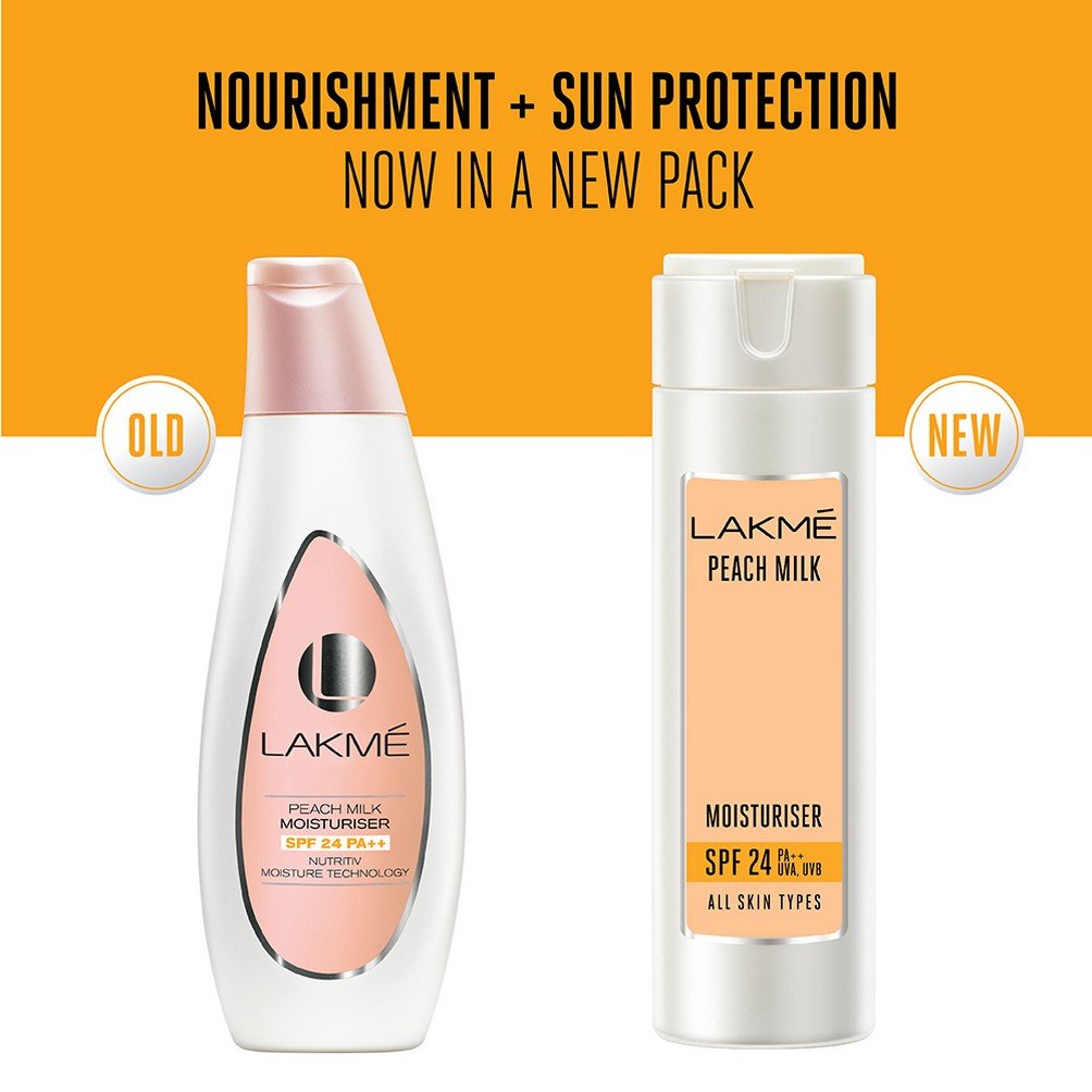 LAKMÉ Peach Milk Moisturizer SPF 24 PA++ Sunscreen Lotion - 120ml | Hydrating Face Moisturizer with Sun Protection | Perfect for Daily Skincare & Outdoor Activities