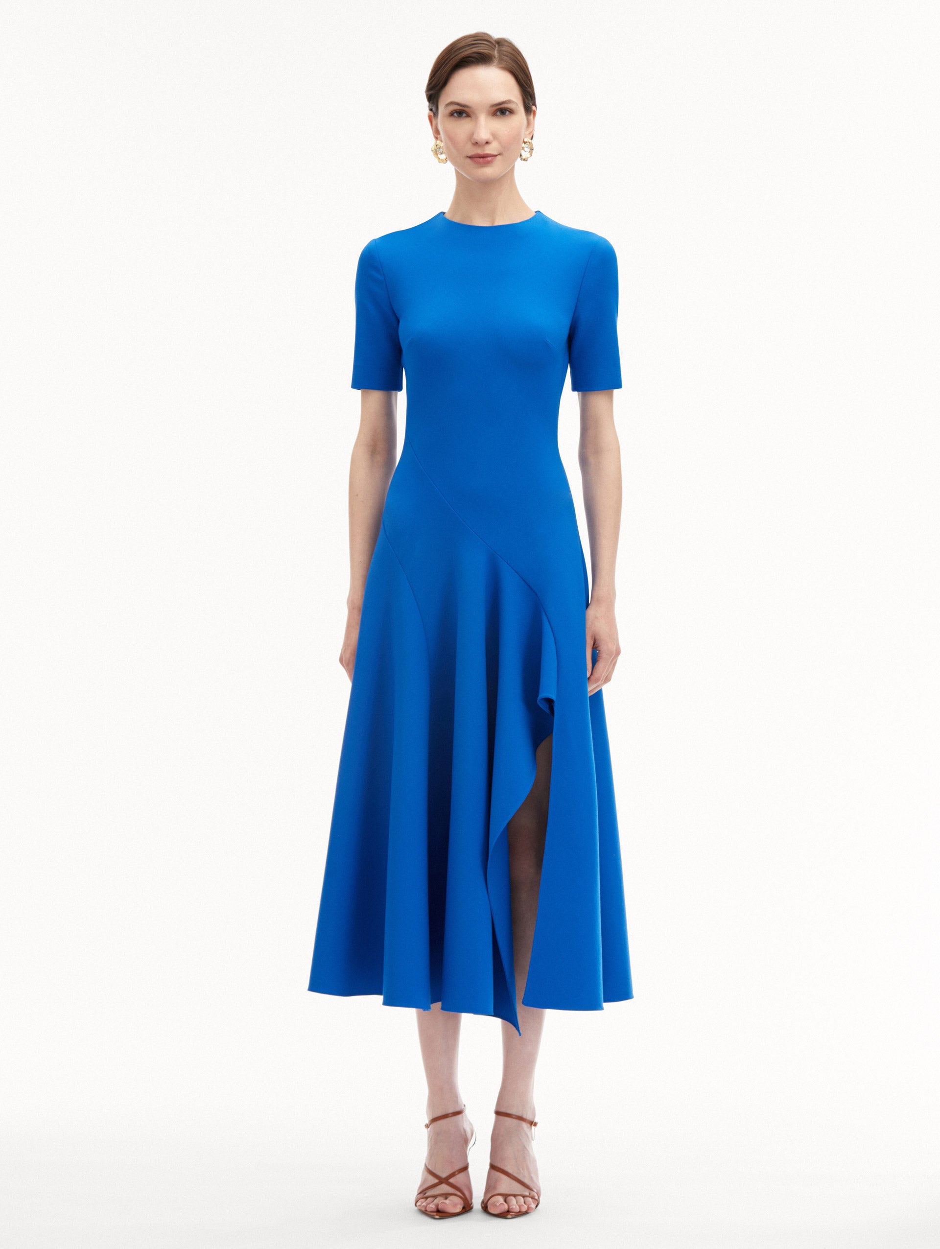 Wave Detail Midi Dress for Women - Flowy Summer Beach Dress with Feminine Ruffles | Perfect for Vacations, Date Nights & Outdoor Weddings
