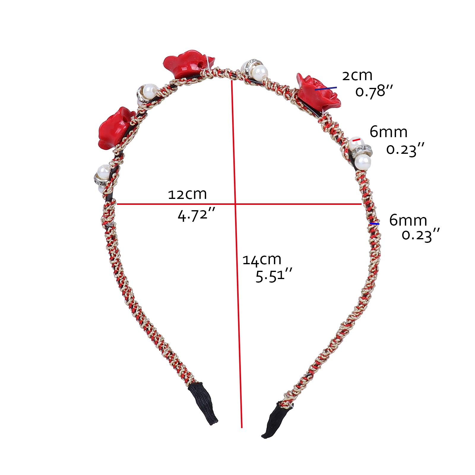 JK Home 4-Piece Set of Elegant Metal Headbands with Pearl & Rose Accents - Hand-Woven Hair Accessories for Women & Girls - Perfect for Weddings, Parties & Everyday Wear