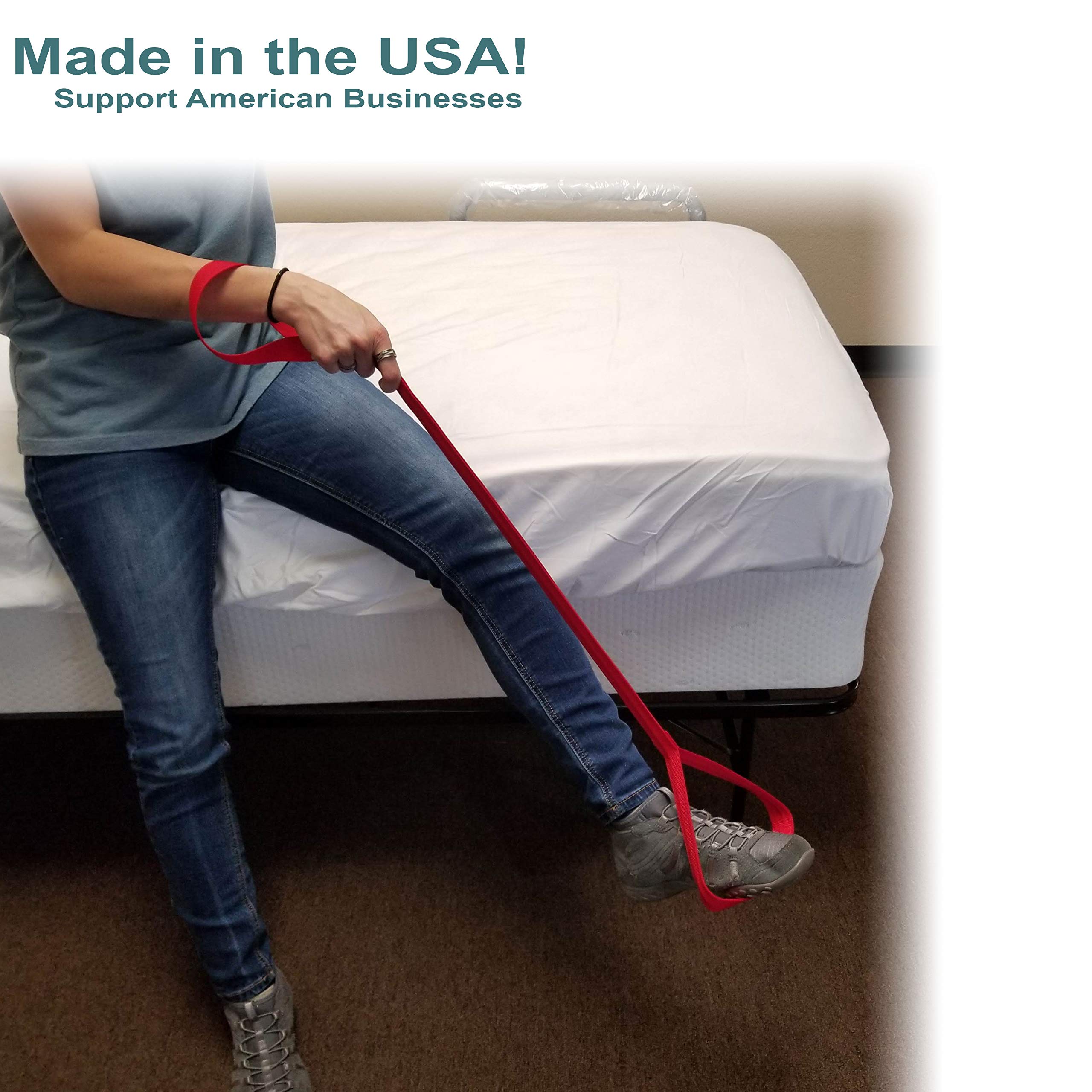 Red Leg Lifter - USA Made Rigid Mobility Aid for Hip Surgery & Physical Therapy - Assist with Wheelchair Transfers & Bed Lifting - Ideal for Post-Surgery Recovery & Elderly Care