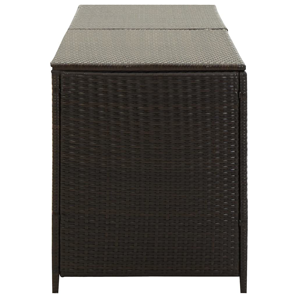 Weather-Resistant Brown Poly Rattan Outdoor Patio Storage Box 78.7