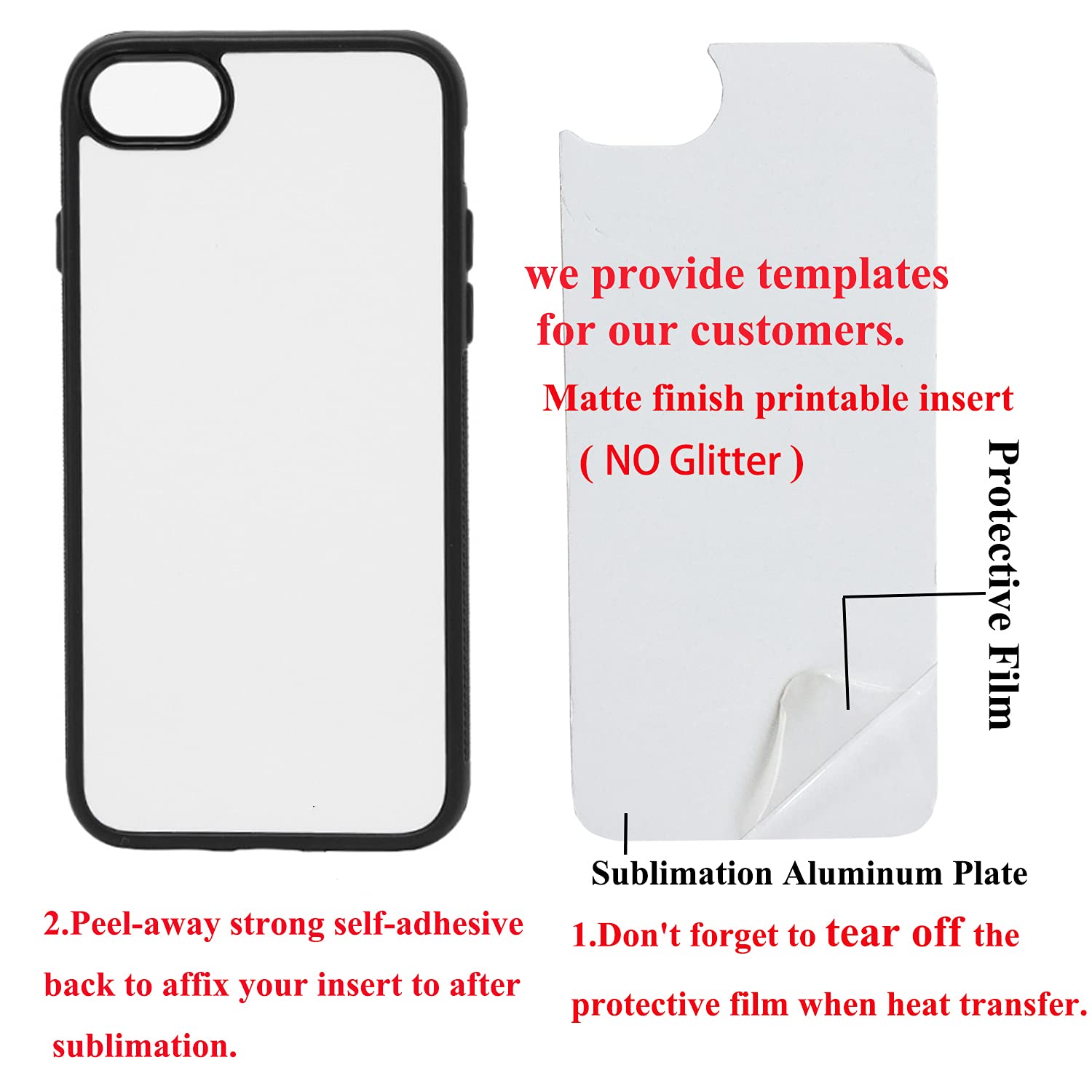 5-Pack Sublimation Blanks 2D Phone Cases - Soft Rubber Protective Covers for iPhone 7/8 Plus (5.5