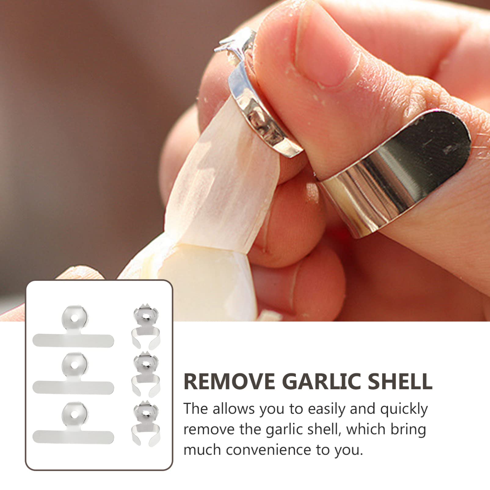 6-Piece Ginger Peeler Set - Stainless Steel Ginger & Garlic Peeler Tool for Kitchen - Easy to Peel Ginger, Garlic & Chinese Chestnuts - Perfect for Cooking, Baking & Meal Prep