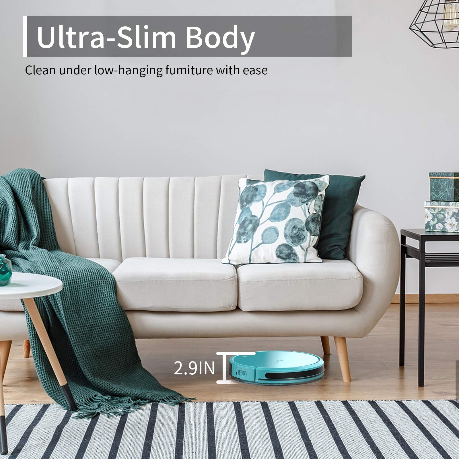 TECBOT S1 Ultra-Slim Robot Vacuum Cleaner with 120-Min Runtime | 2-in-1 Sweeping & Mopping | Self-Charging, WiFi & App Control | Ideal for Pet Hair & Hard Floors | Perfect for Home Cleaning & Smart Living (Blue)