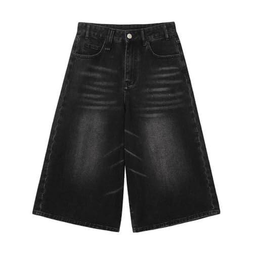 Women's & Men's Black Denim Jorts - Y2K Style Long Jean Shorts with Pockets | Wide Leg Baggy Fit for Casual Wear, Street Style & Summer Outfits
