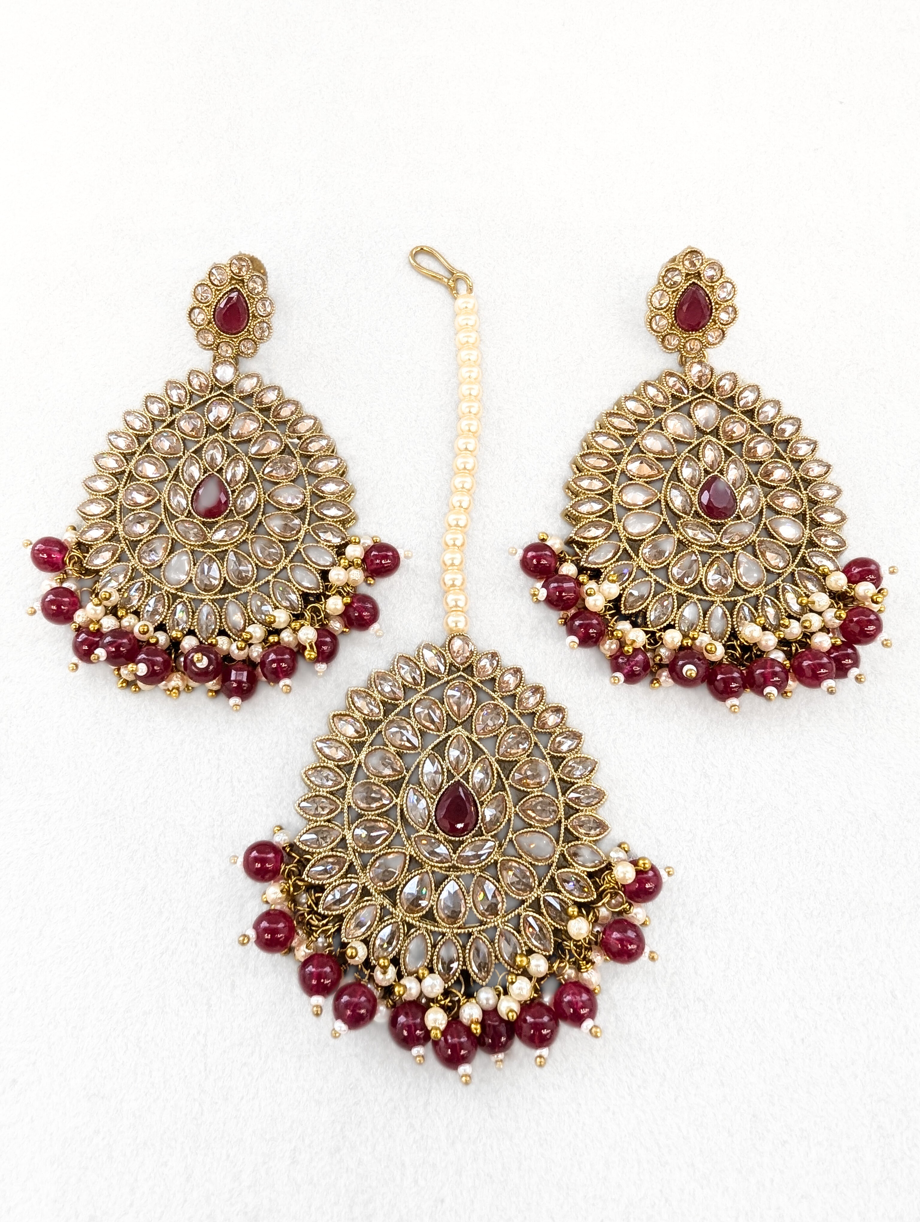 Anvi Polkadot Earrings with Tikka Set - Stylish Indian Jewelry for Weddings, Parties & Festive Occasions