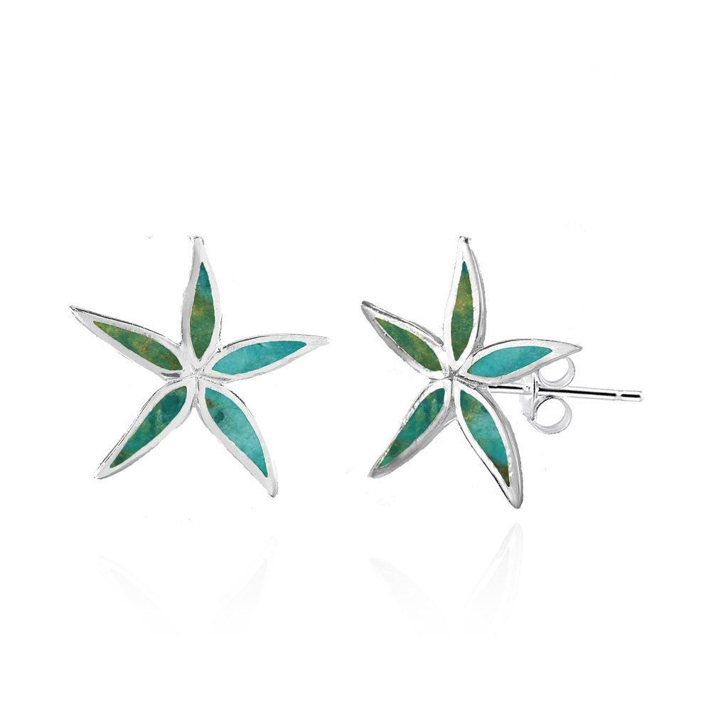 Sterling Silver Abalone or Simulated Turquoise Flower Stud Earrings for Women | Dainty Boho Jewelry Gift | Perfect for Weddings, Parties & Everyday Wear