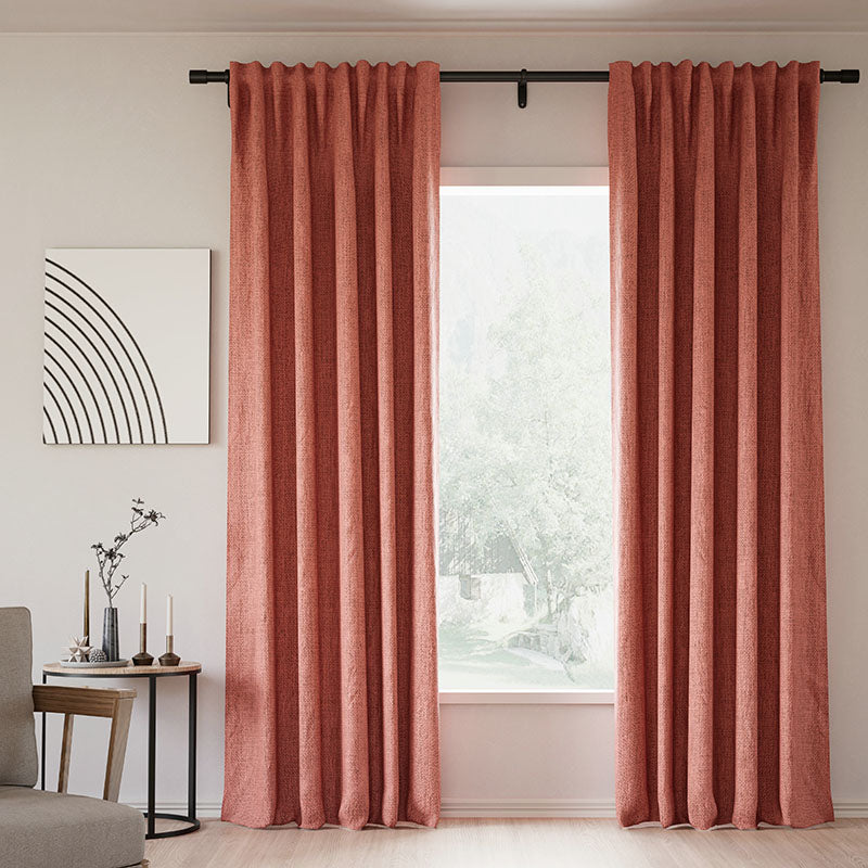 Blackout Curtains with Back Tab - 100% Linen, Thermal Insulated, Noise Reducing for Bedroom & Living Room - Modern Custom Drapes in Natural Colors (50