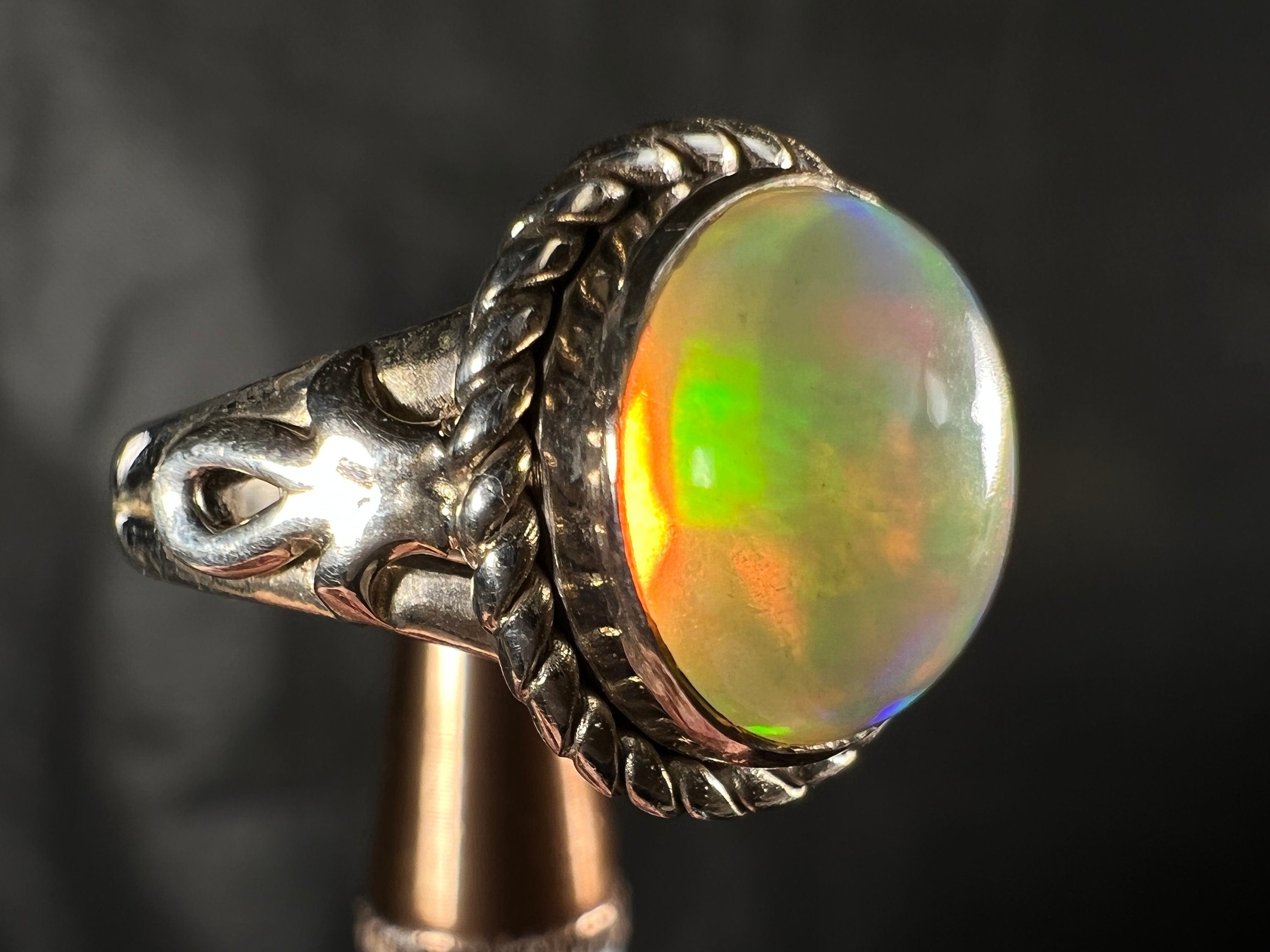 Ethiopian Welo Opal Ring for Women - Sterling Silver Size 6, Elegant Bridal Jewelry & Wedding Band - Perfect for Engagements, Anniversaries & Special Occasions
