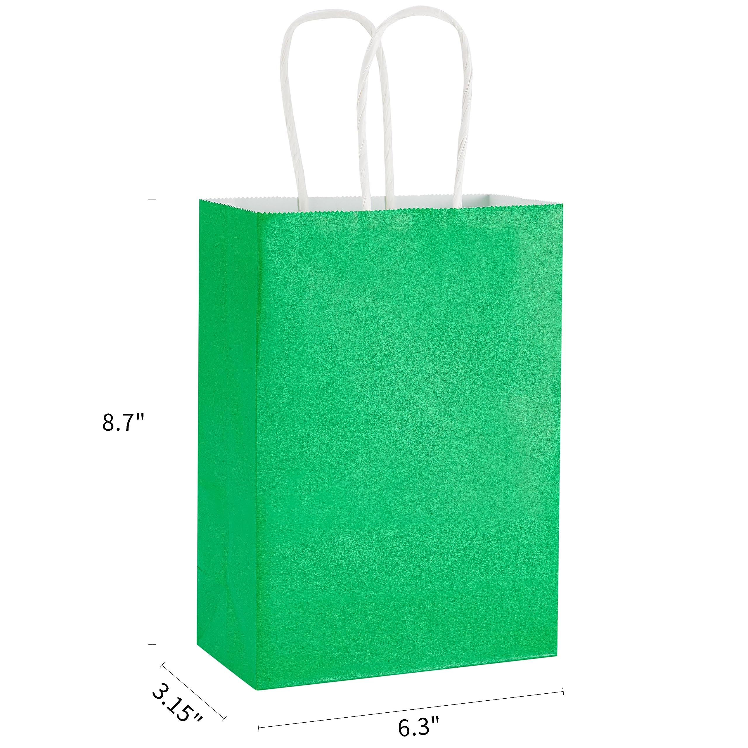 24 Pack Small Green Party Favor Bags with Handles - Bulk Goodie Bags for St. Patrick's Day, Birthday, Christmas & Holiday Celebrations - Perfect for Candy, Treats & Small Gifts (Green)