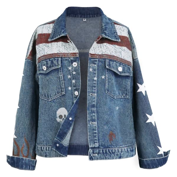 Stylish American Ladies Denim Jackets - Women's Vintage Cosplay Costume Jacket for Casual Outings, Themed Parties, and Retro Fashion Events