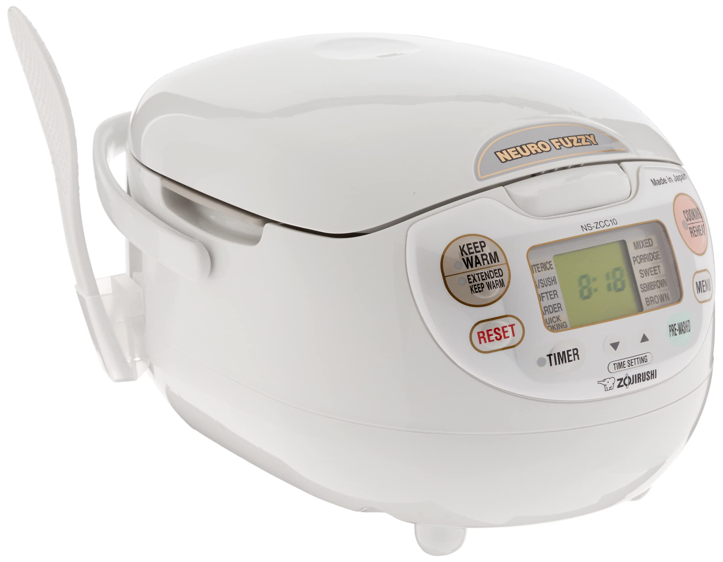 Zojirushi NS-ZCC10 5.5-Cup Neuro Fuzzy Rice Cooker & Warmer - Premium White Electric Rice Maker for Perfect Fluffy Rice, Sushi, Porridge - Ideal for Home Kitchen, Dorm, Office & Small Families