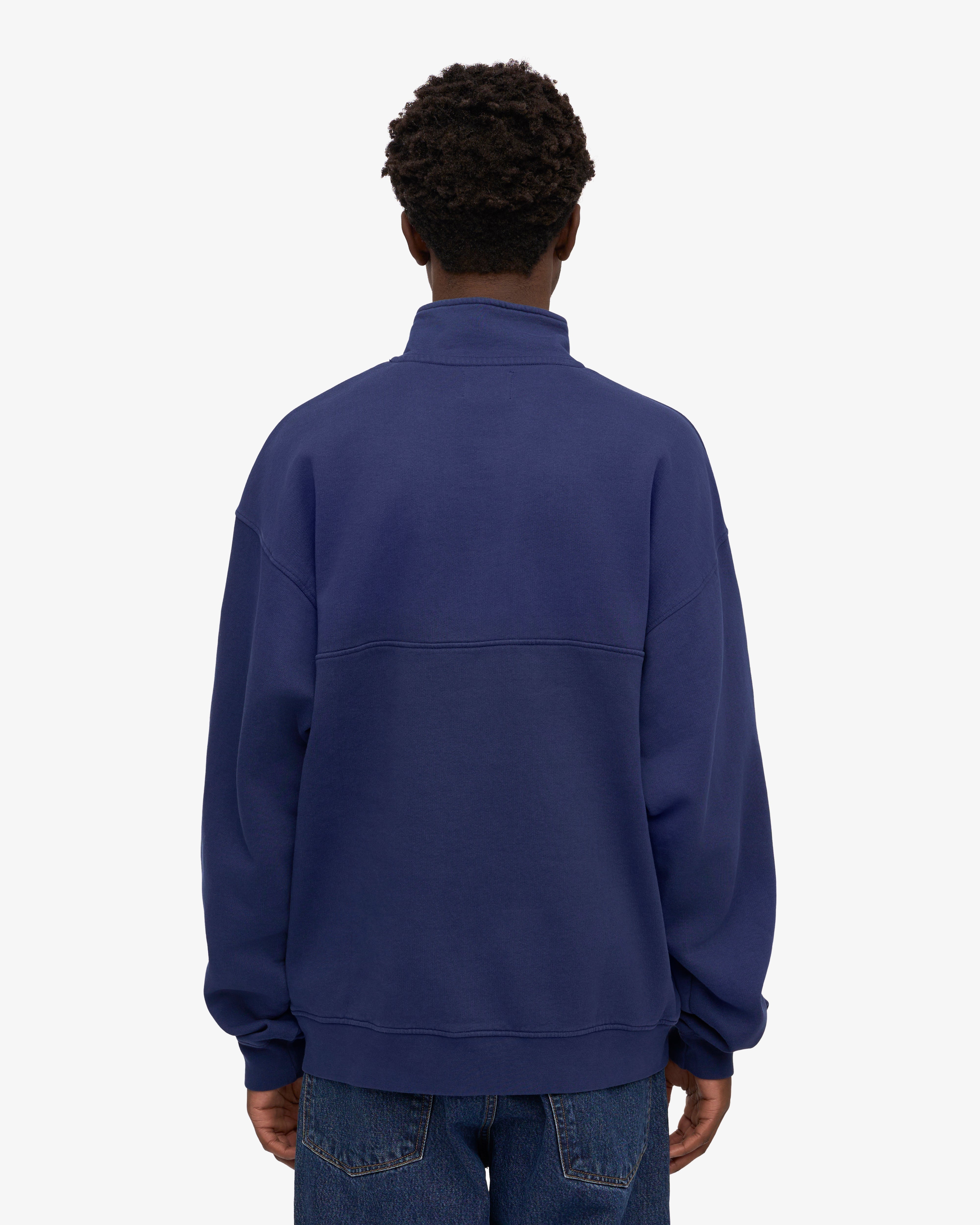 Organic Quarter Zip Sweater for Men - Soft & Breathable Marine Blue Pullover - Perfect for Casual Wear, Outdoor Activities & Layering in Cool Weather