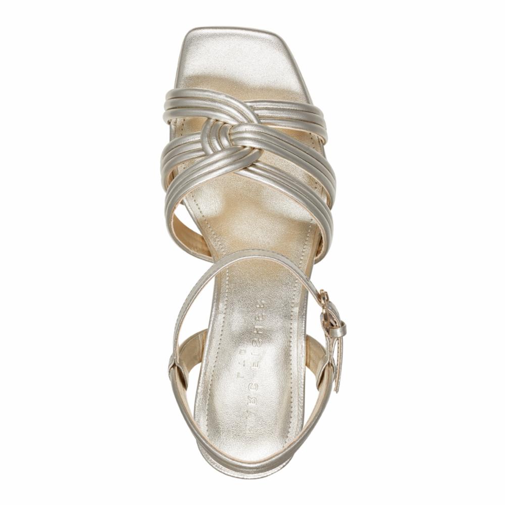 Marc Fisher Ltd Women's Cairo2 Silver Metallic Leather Sandals - Comfortable Strappy Heels for Summer, Weddings & Night Out