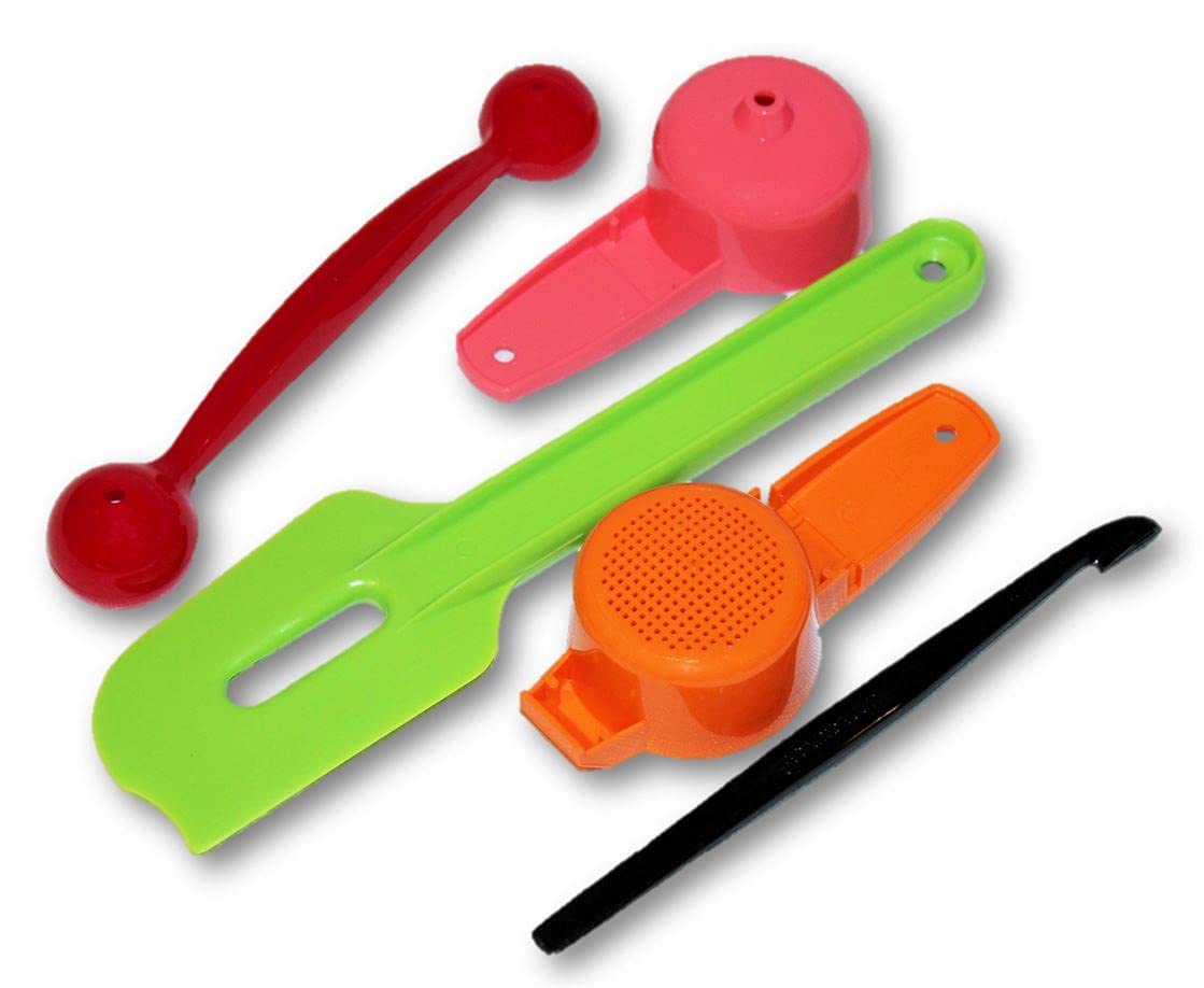 5-Piece Tiny Treasures Kitchen Gadget Set - Spatula, Melon Baller, Sifter, Funnel & Citrus Peeler for Baking, Cooking & Food Prep | Durable & Space-Saving