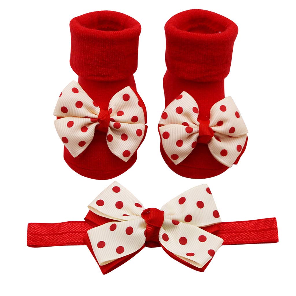 **Baby Girls' Non-Slip Bow Socks with Hair Belt – Soft Anti-Skid Toddler Socks for Indoor & Outdoor Play, Swimming, and Barefoot Activities**