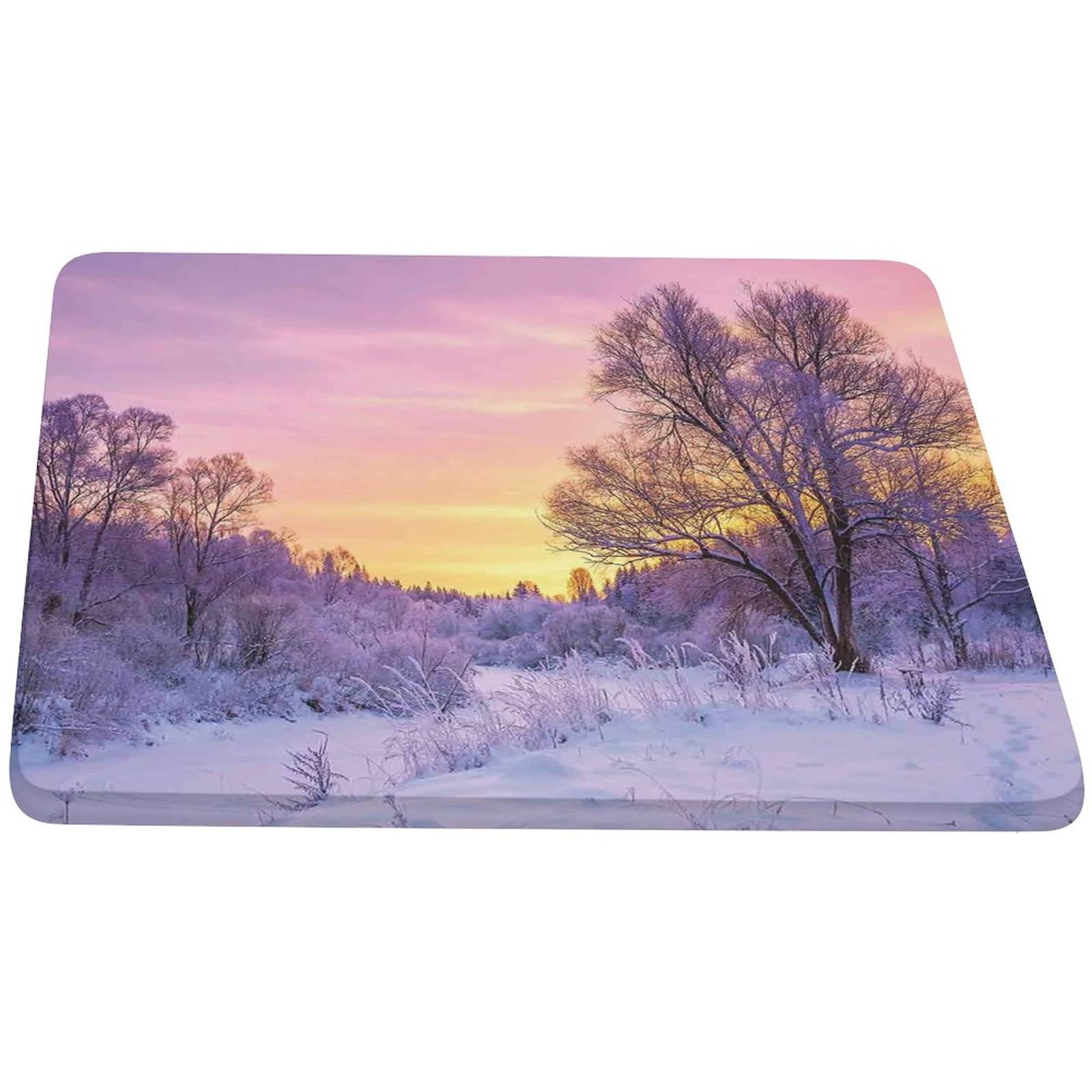 Winter Landscape Sunset & Frozen Tree Print Elastic Fitted Tablecloth - 36