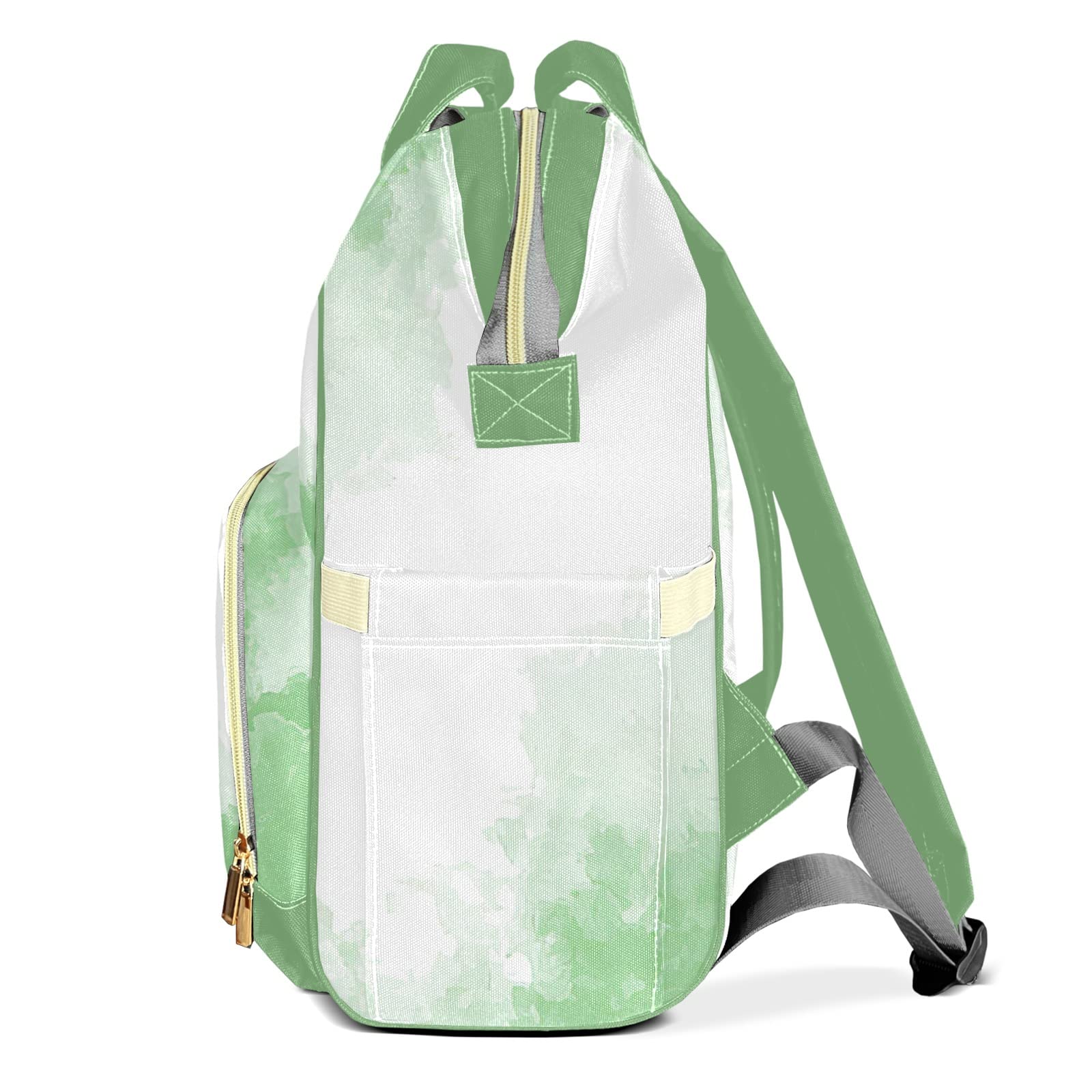 Custom Personalized Mermaid Watercolor Green Mummy Diaper Backpack - Name Embossed Nappy Bag for Baby Essentials | Perfect for Travel, Daycare & On-the-Go Parents