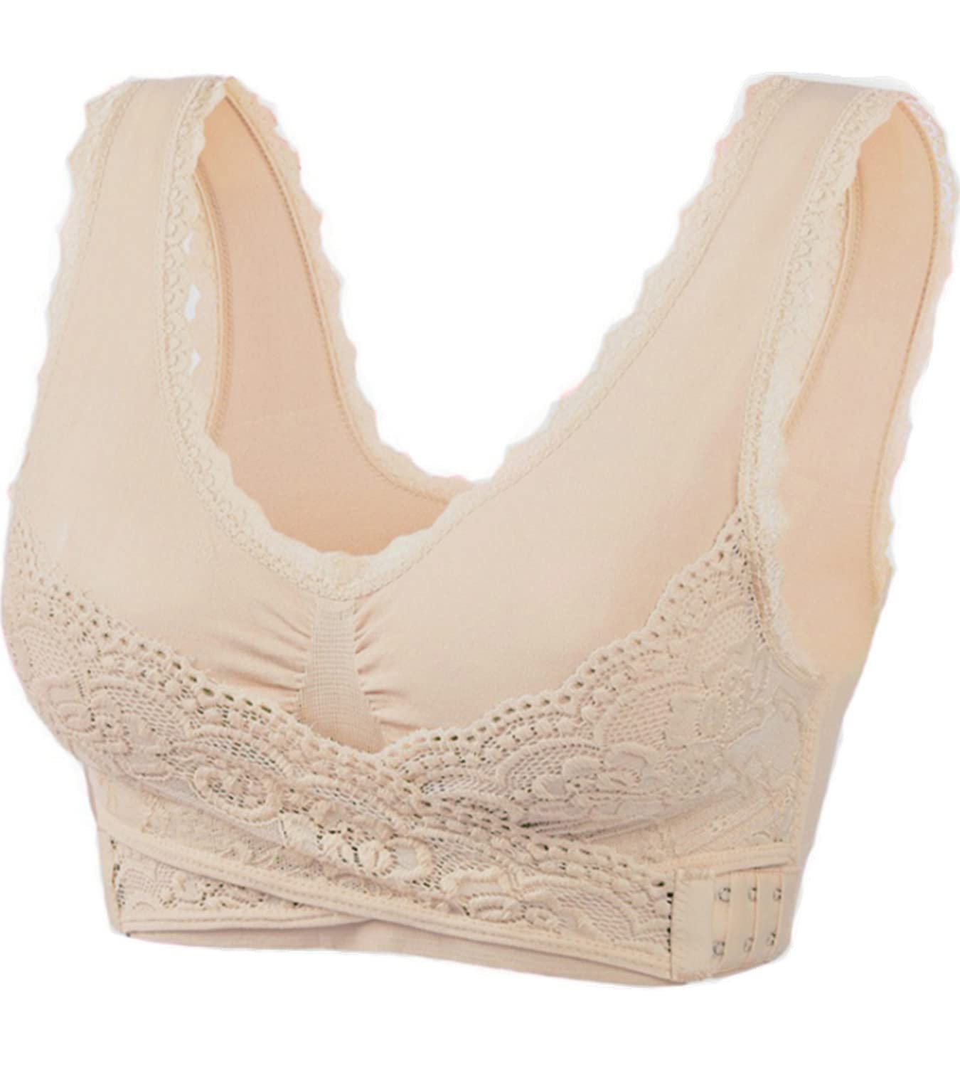 Instant Lift Front Cross Side Buckle Lace Bras for Women - Adjustable Comfort Underwire Push Up Bra (Beige, Medium) | Perfect for Everyday Wear, Workouts & Special Occasions