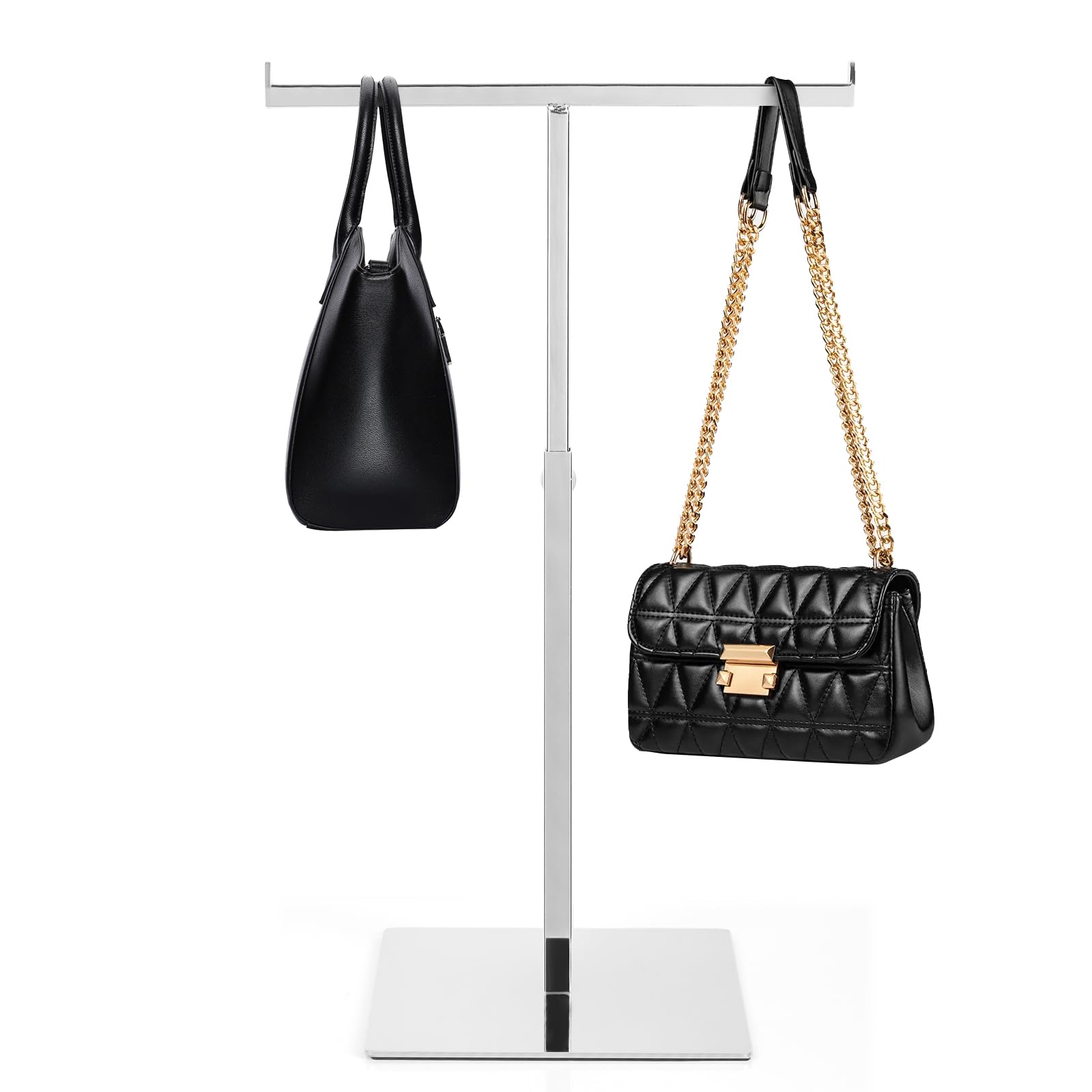 Polmart Adjustable Height T-Bar Display Stand for Jewelry, Scarves & Handbags - Silver (12-Pack) - Perfect for Retail Stores, Boutiques & Trade Show Displays