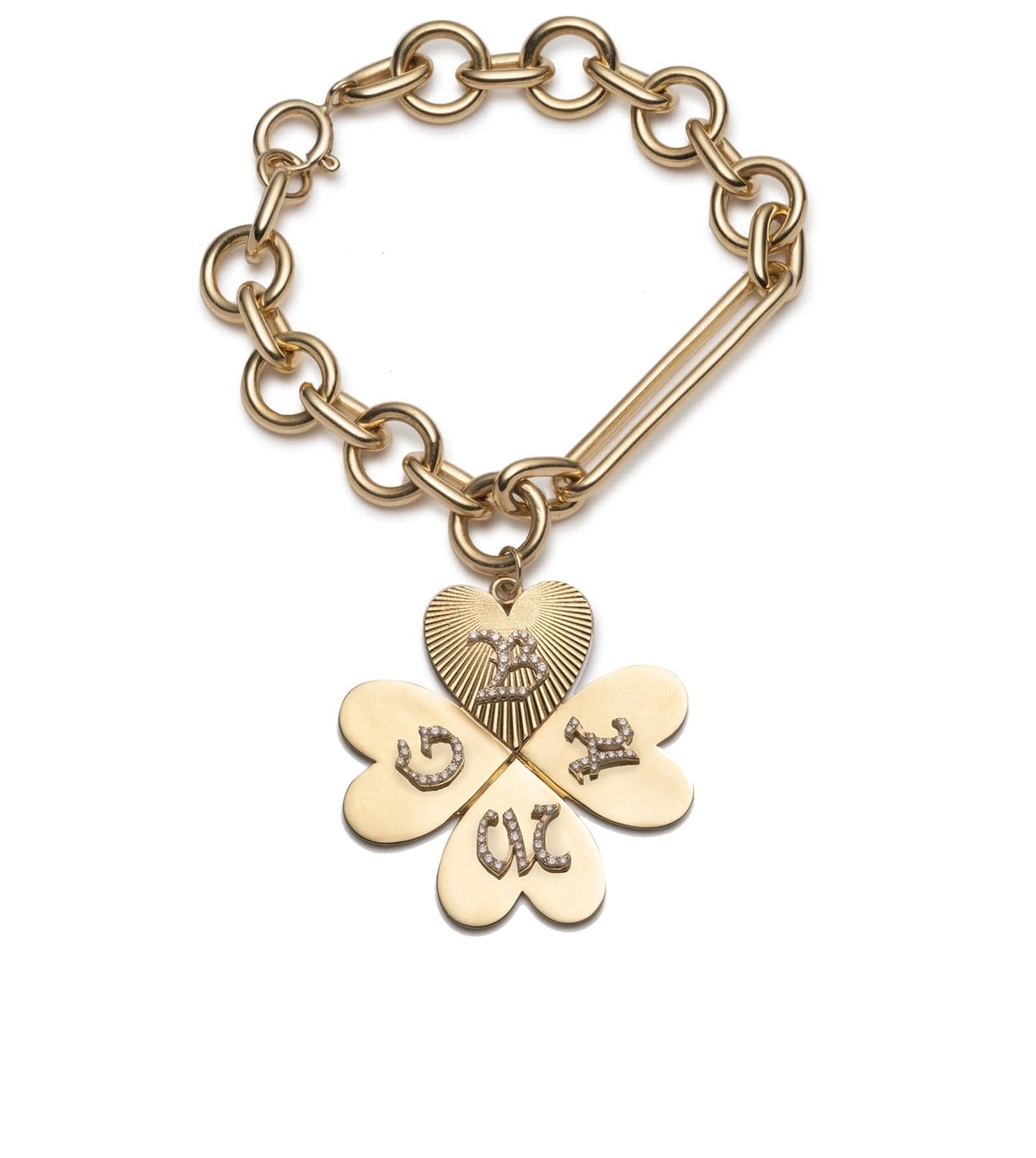 Custom Oversized Clover Charm Bracelet with Mixed Beads - Adjustable Fashion Jewelry for Women, Gift for St. Patrick's Day, Birthday & Everyday Wear