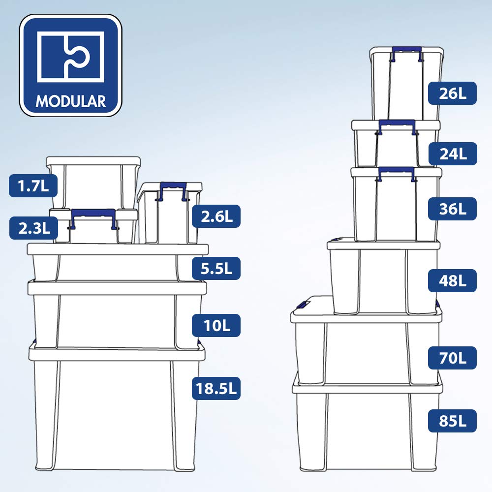 Bankers Box ProStore 10L Plastic Storage Container with Lid - 15.5 x 39.5 x 25.5 cm - Durable Stackable Organizer for Office Files, Home Organization & Document Storage