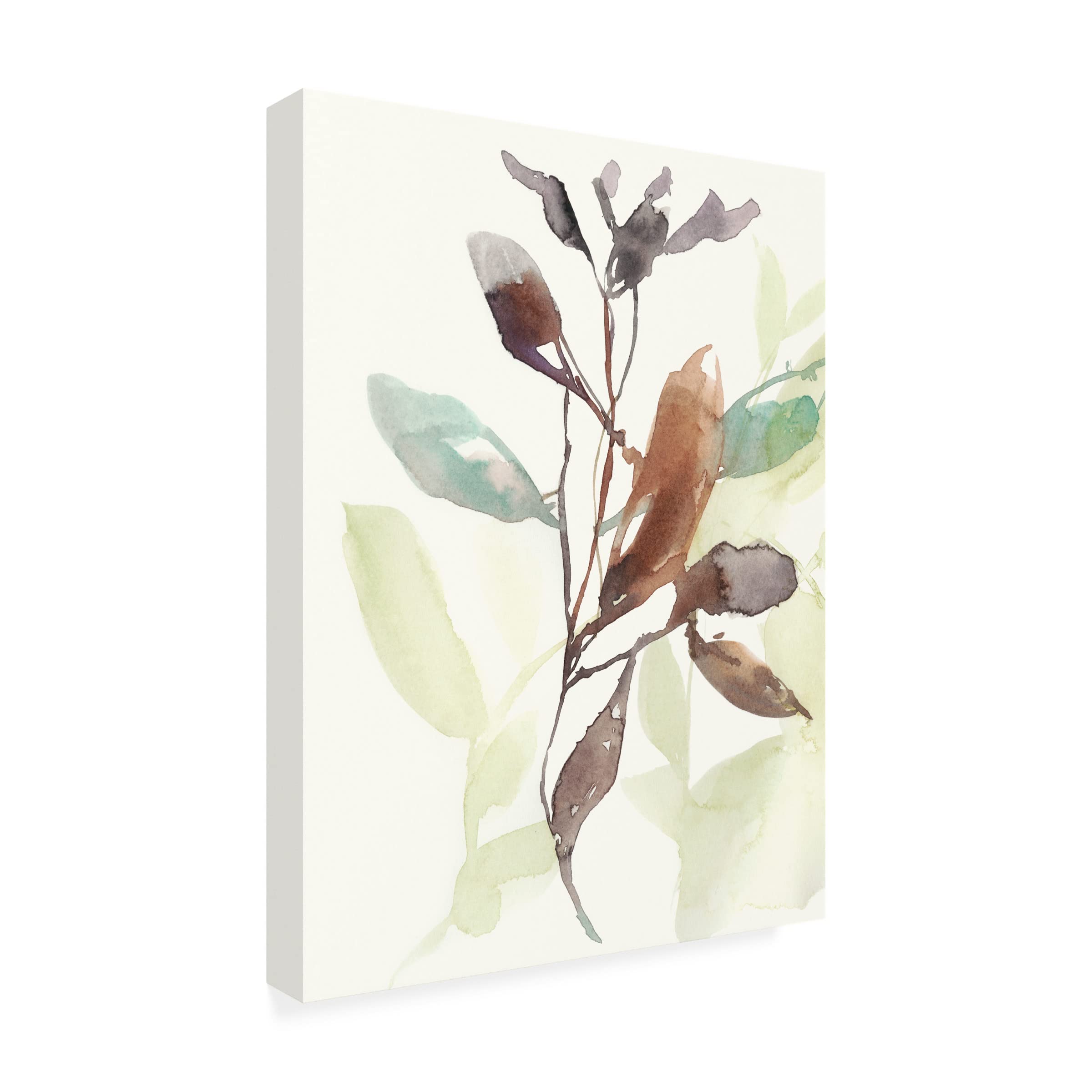 Jennifer Goldberger 'Rusty Sienna Leaves I' Canvas Wall Art Print - Modern Nature Inspired Home Decor for Living Room, Bedroom & Office