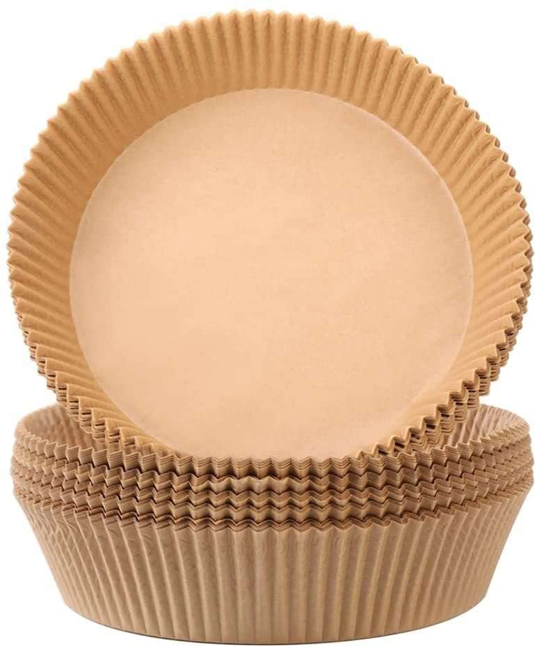 50pcs Non-Stick Air Fryer Parchment Liners - Round Disposable Paper Sheets for Easy Cooking & Cleanup | Perfect for Roasting, Baking & Frying in Air Fryers