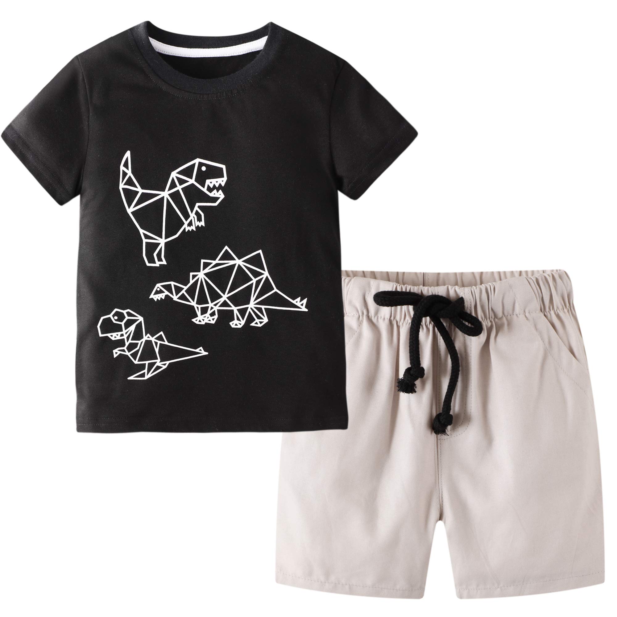 Boys' Summer Cotton Shirt & Shorts Sets for Toddlers (Size 2-7) - Cool & Comfortable Playtime Outfits for Daycare, Beach & Outdoor Activities